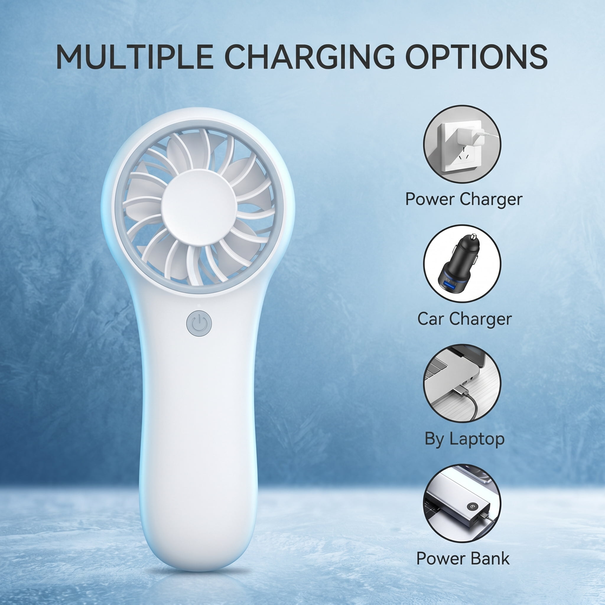 ATUPEN Handheld Mini Fan, 3-Speed Rechargeable Portable Cooling Fan for Office and Travel (White, 1200mAh) g77hj