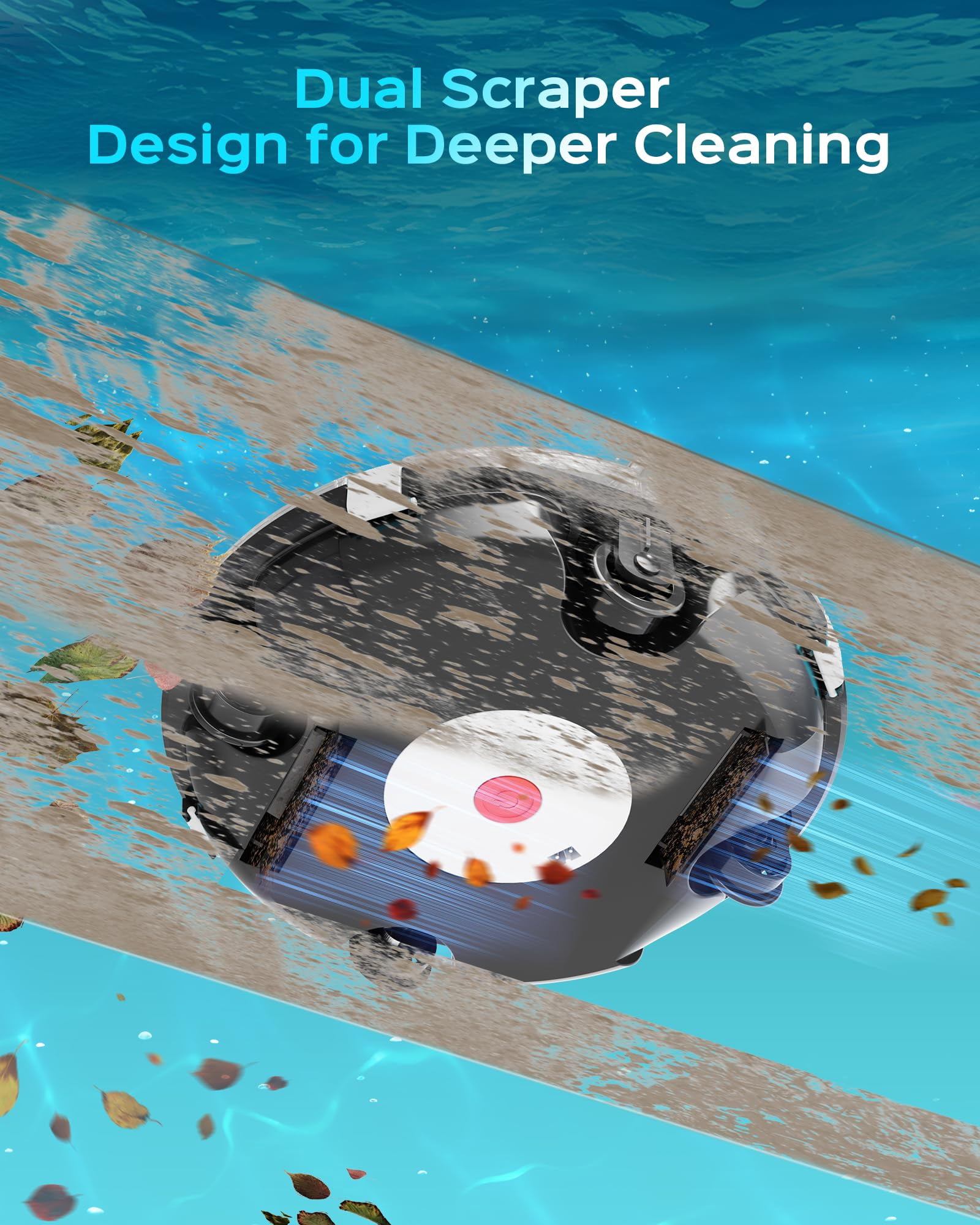 WYBOT Cordless Robotic Pool Cleaner, Automatic Vacuum for Above-Ground Pools (Transparent Black, 645 sq. ft.) 0b581