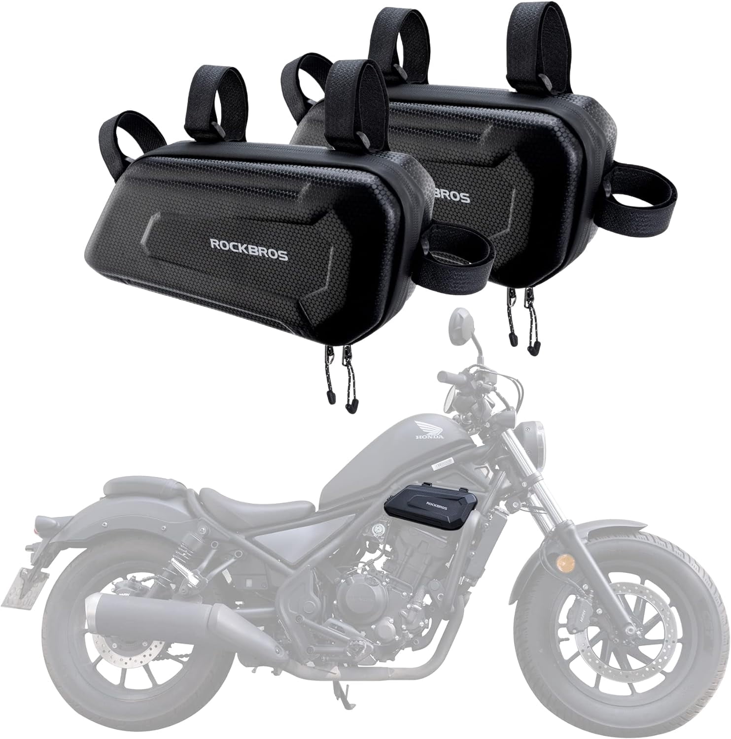 ROCKBROS Motorcycle Triangle Side Bag EVA Hard Shell Storage Organizer (Black, 2 Pcs) fp4dj