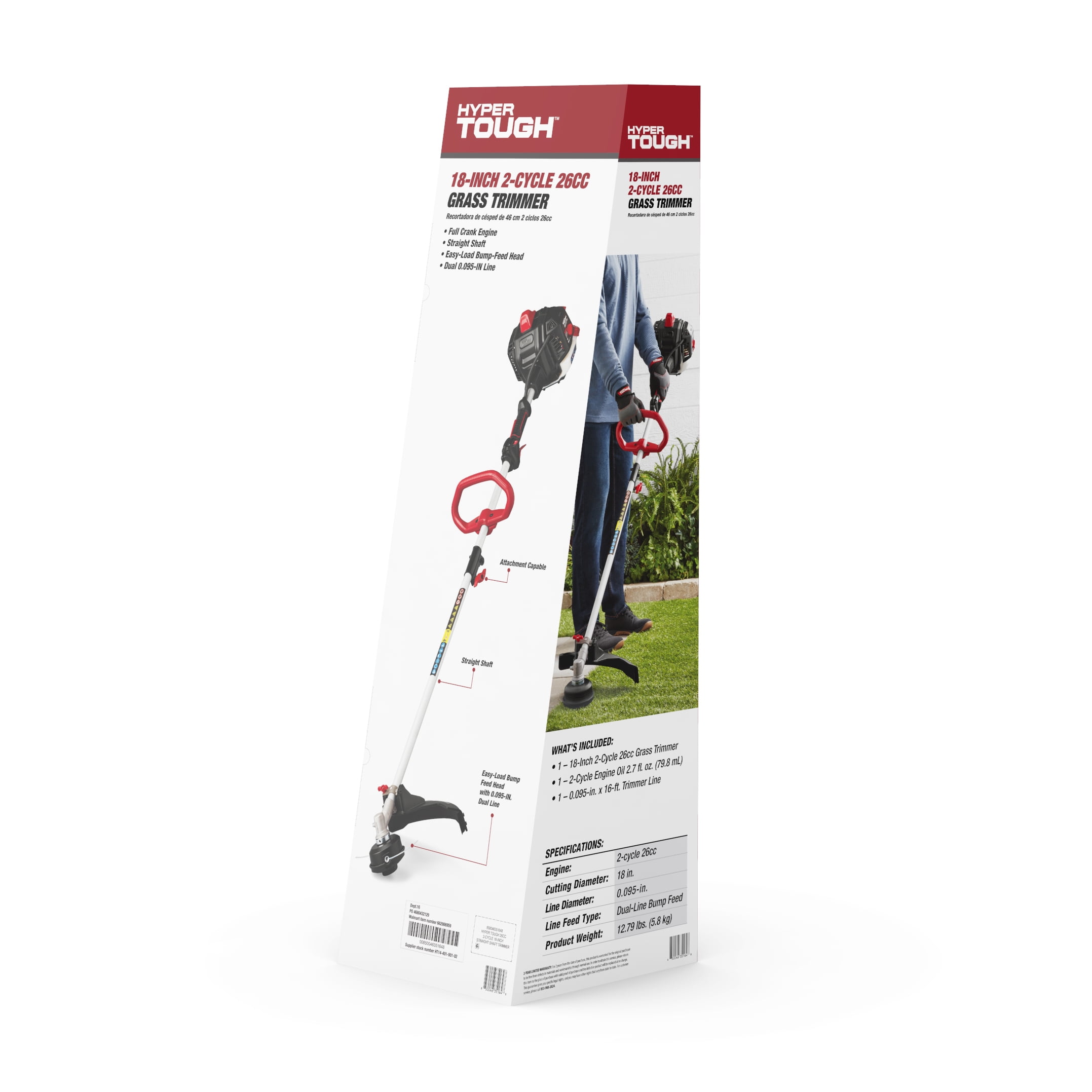 Hyper Tough 26cc 2-Cycle Gas Powered Straight Shaft String Trimmer (18 in Cutting Swath) cs3b1