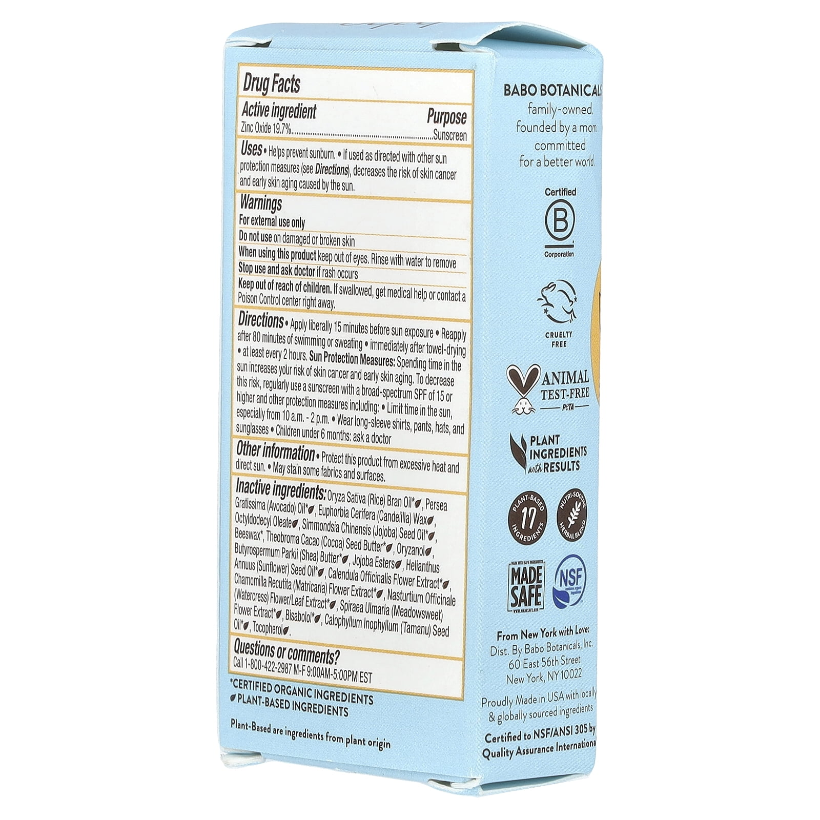 Babo Botanicals Baby Face Mineral Sunscreen SPF 50 (Clear, 0.6 oz) 7t698