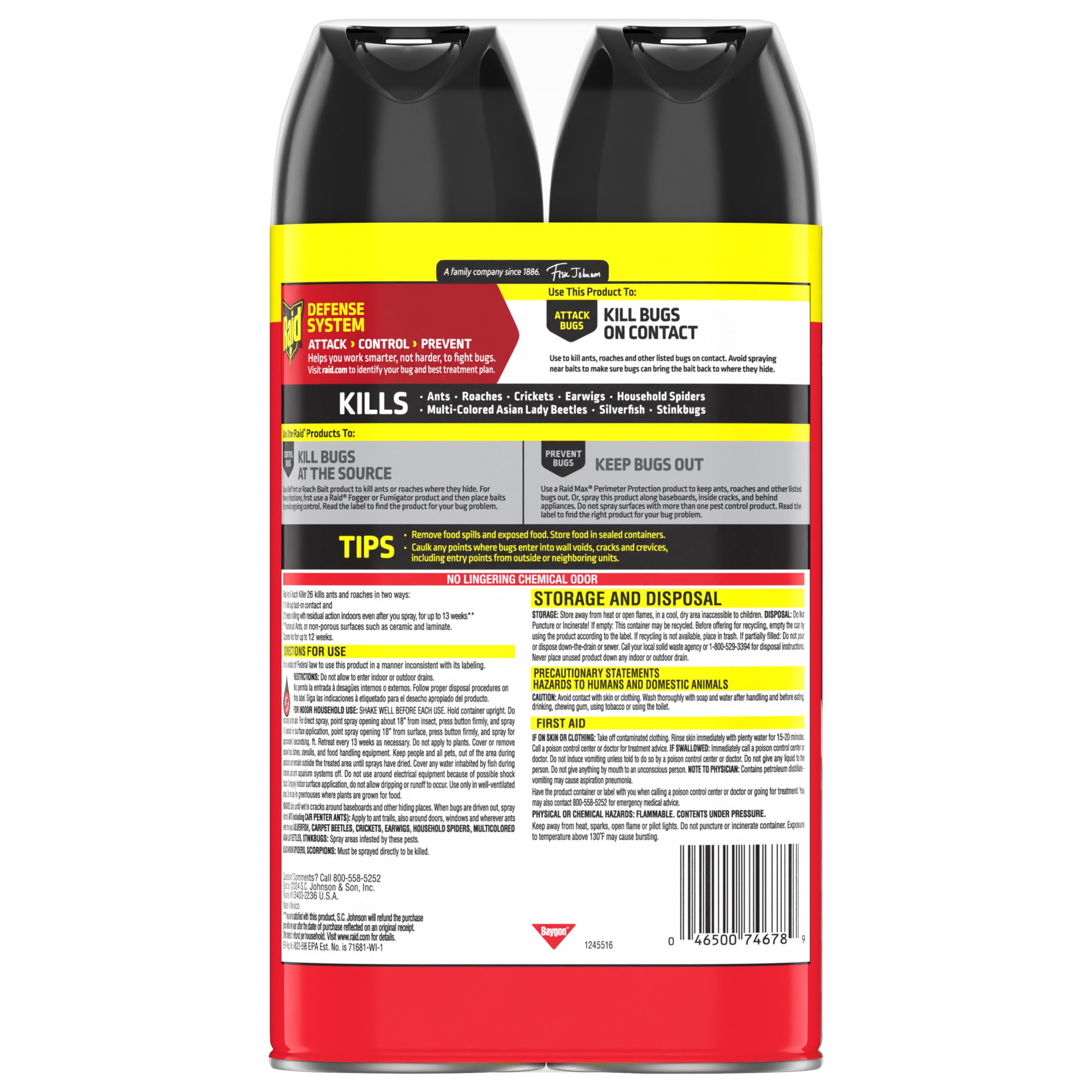 Raid Ant & Roach Killer Indoor Insecticide Spray (Fragrance Free, 35 oz, 2 Pack) jzlme