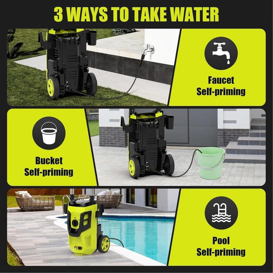 AZZUNOX Electric Pressure Washer, 3500 PSI High-Pressure Power Cleaner with Foam Cannon, 4 Nozzles, 35 ft Cord, 20 ft Hose wtleg