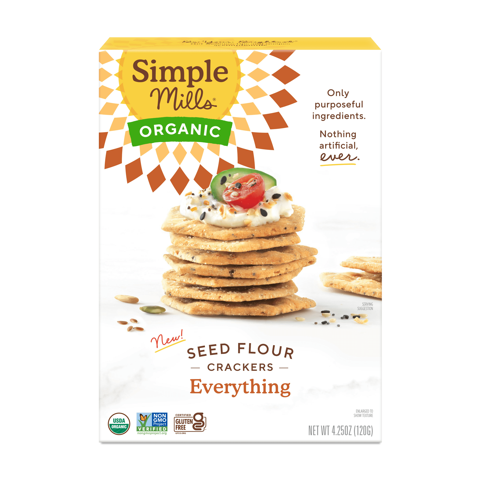 Simple Mills Organic Seed Flour Crackers, Everything Seasoning, Gluten-Free (4.25 oz) khj89