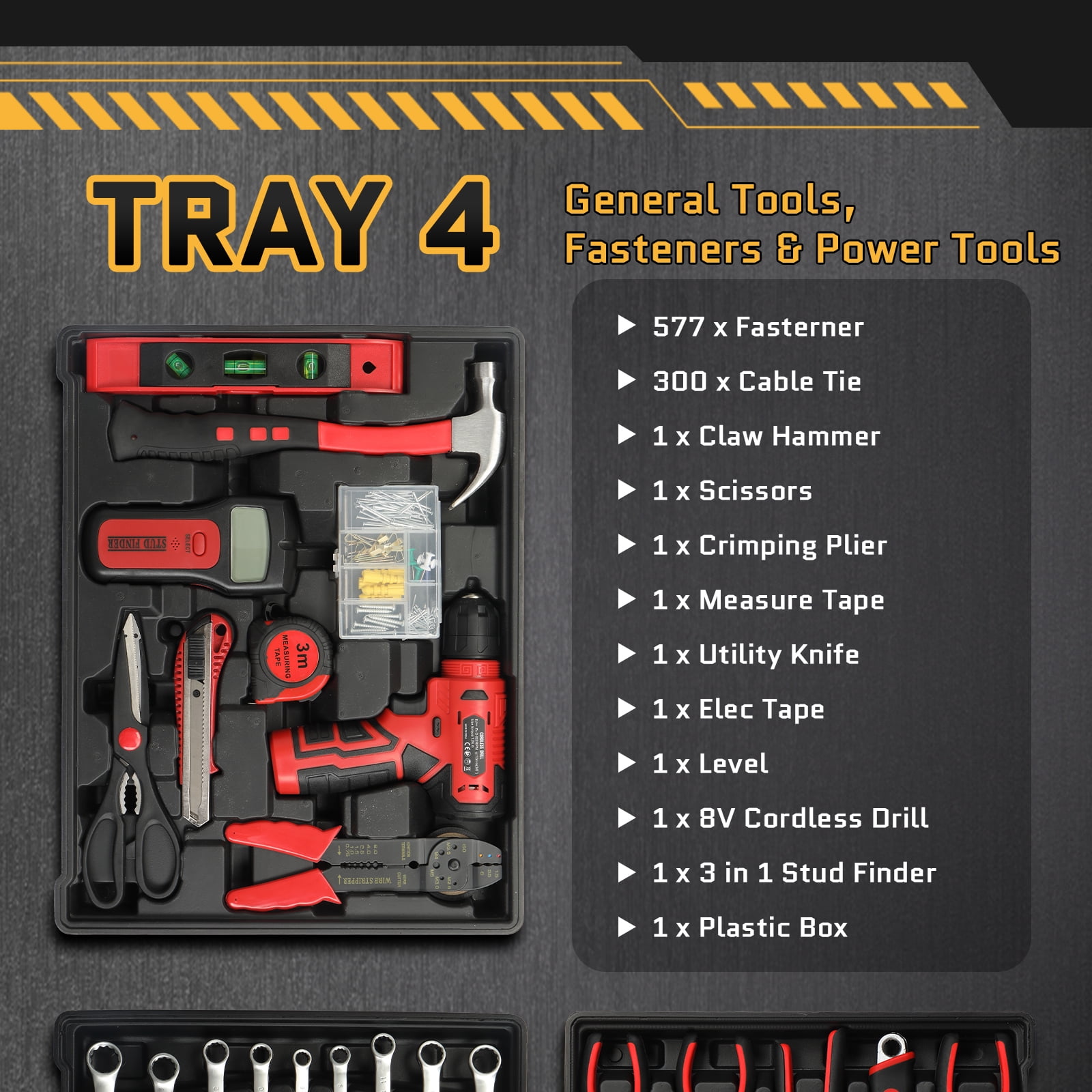 UBesGoo 1000-Piece Household Repair Hand Tool Kit with Rolling Trolley Case (Red, 1000 Pieces) iycjy