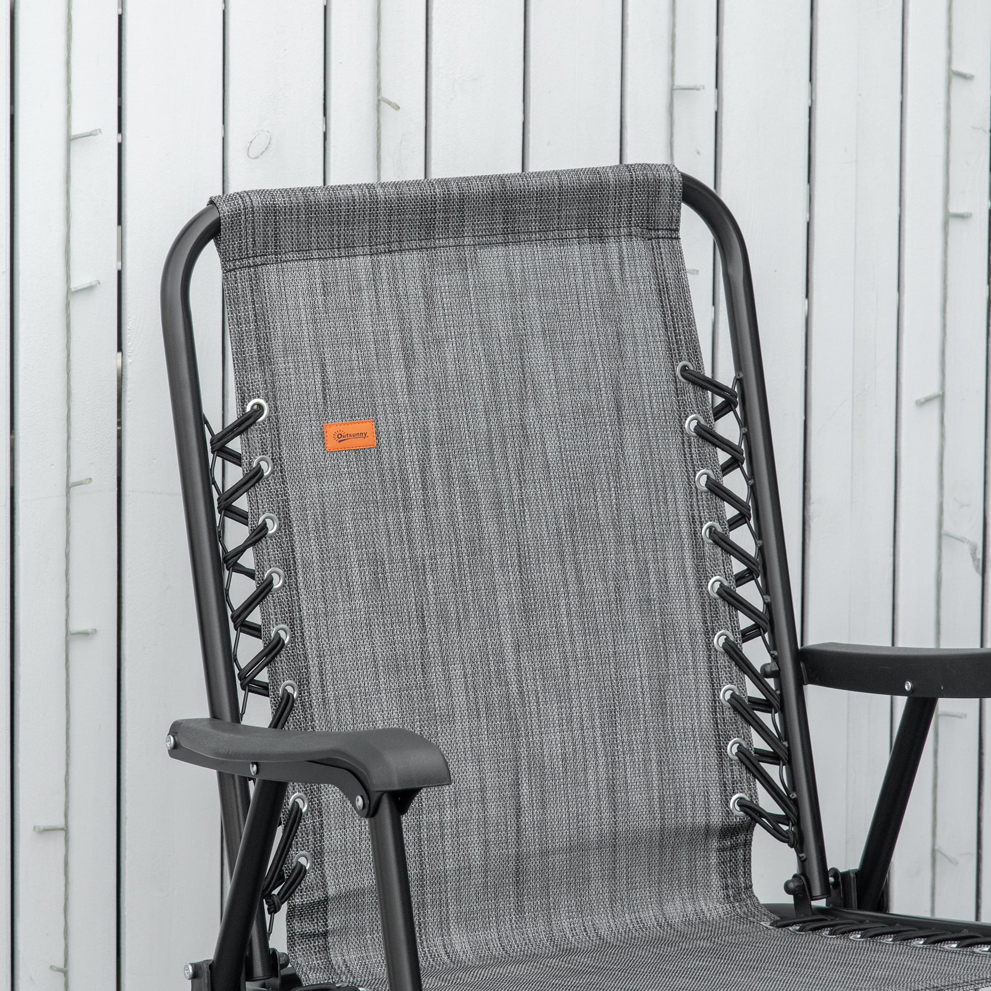 AsterOutdoor Patio Folding Bungee Sling Chair with Armrests, Portable Outdoor Lawn Chair for Camping and Backyard (Gray, 25 in x 35 in x 40 in) dp445