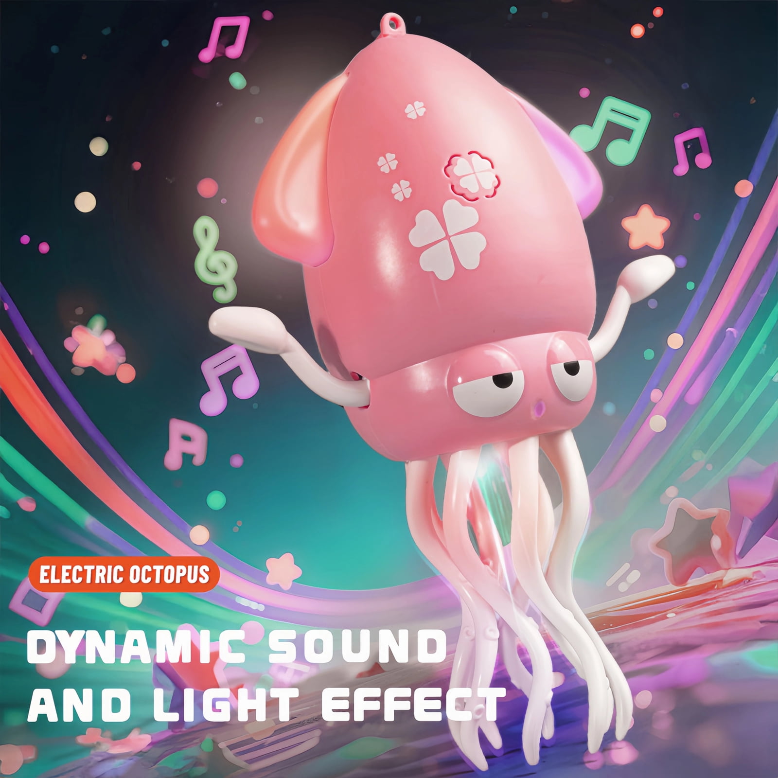 DIDUBUY Electric Dancing Octopus Crawling Toy with LED Lights and Music (Pink, 1 Pack) 0b2eq
