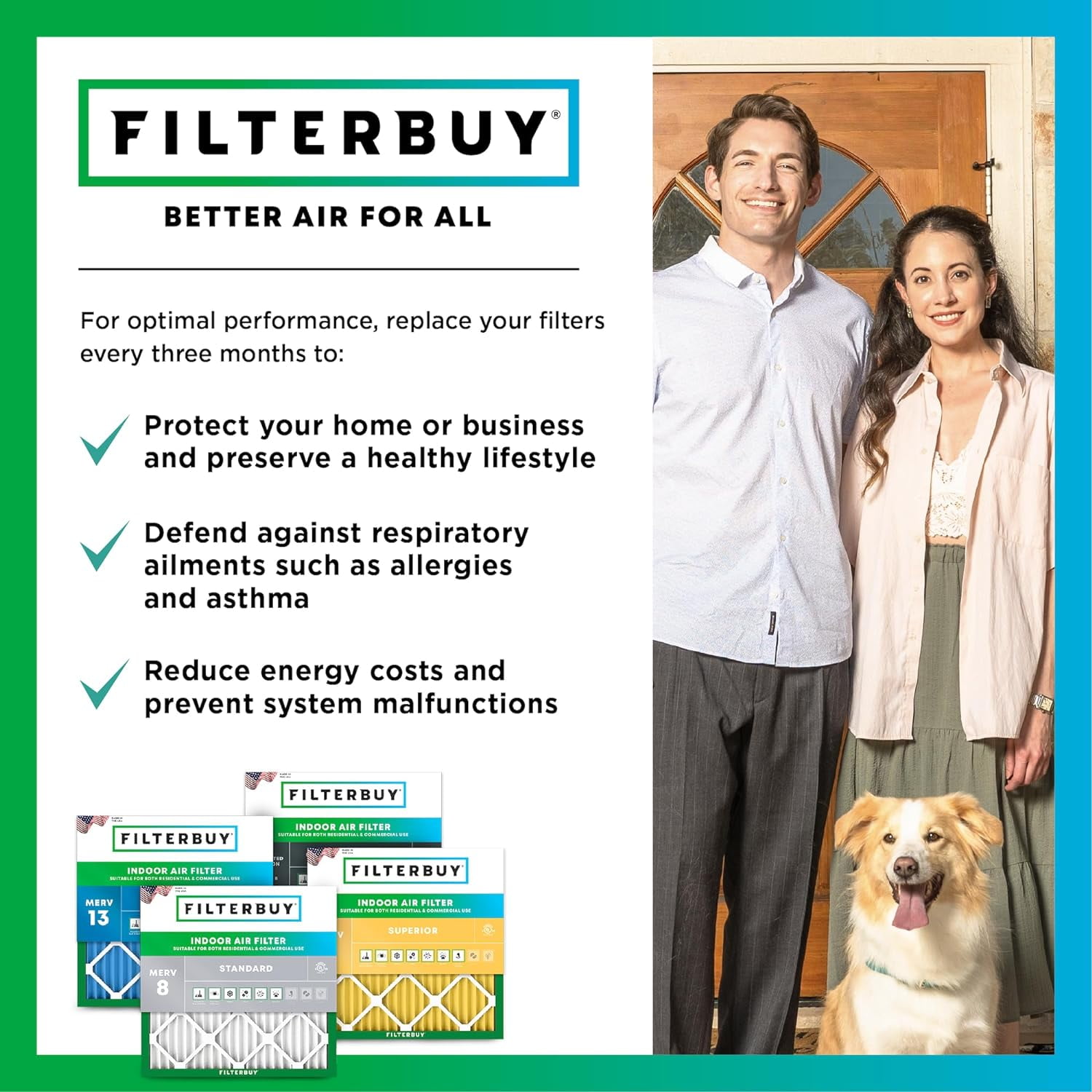 Filterbuy 14x24x1 Air Filter MERV 11 Allergy Defense, Pleated HVAC AC Furnace Replacement (4-Pack) 4bly5