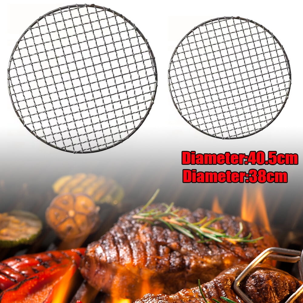 Oukaning LED 16 Inch Round Stainless Steel BBQ Grill Grate, Heavy-Duty 304 Food Grade Wire Rack for Charcoal Gas Grills and Fire Pits (16 in) saop3