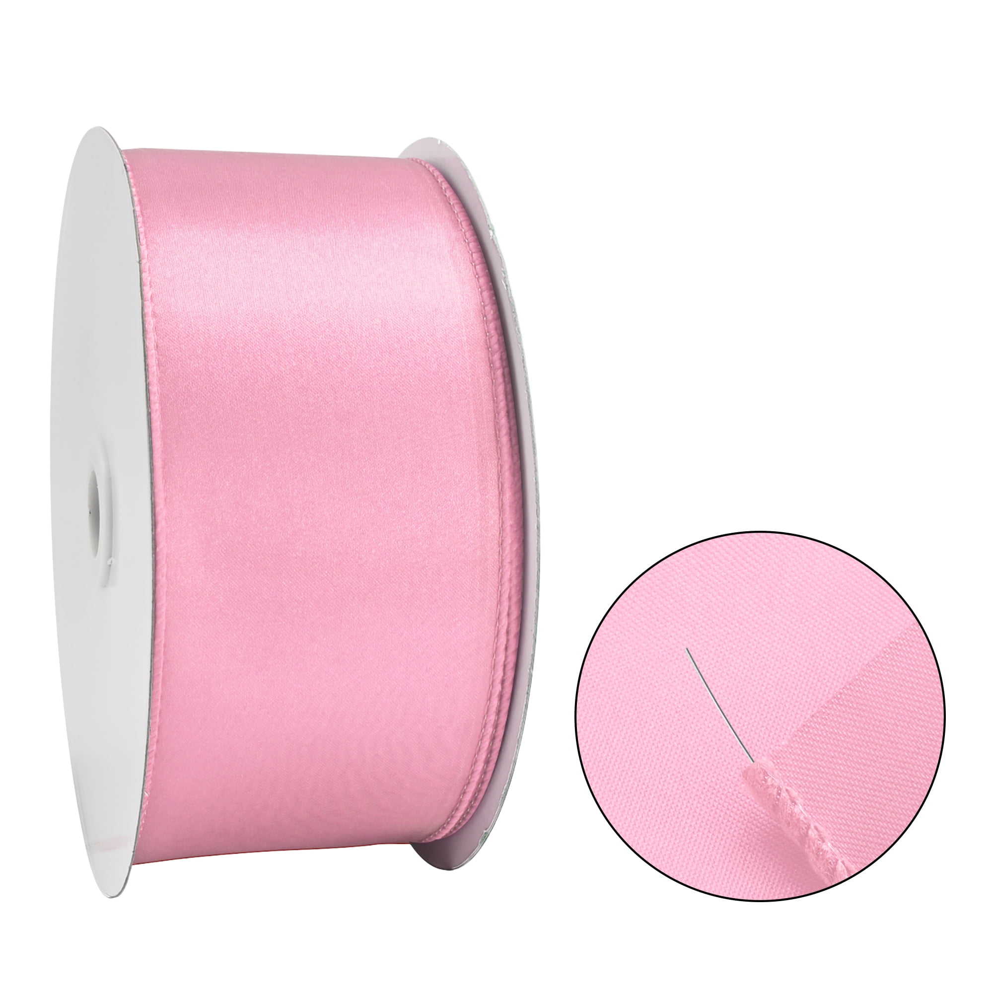 THEGLY Wired Satin Ribbon for Gift Wrapping and Holiday Decor (Pink, 2.5 in x 75 ft) chd8y
