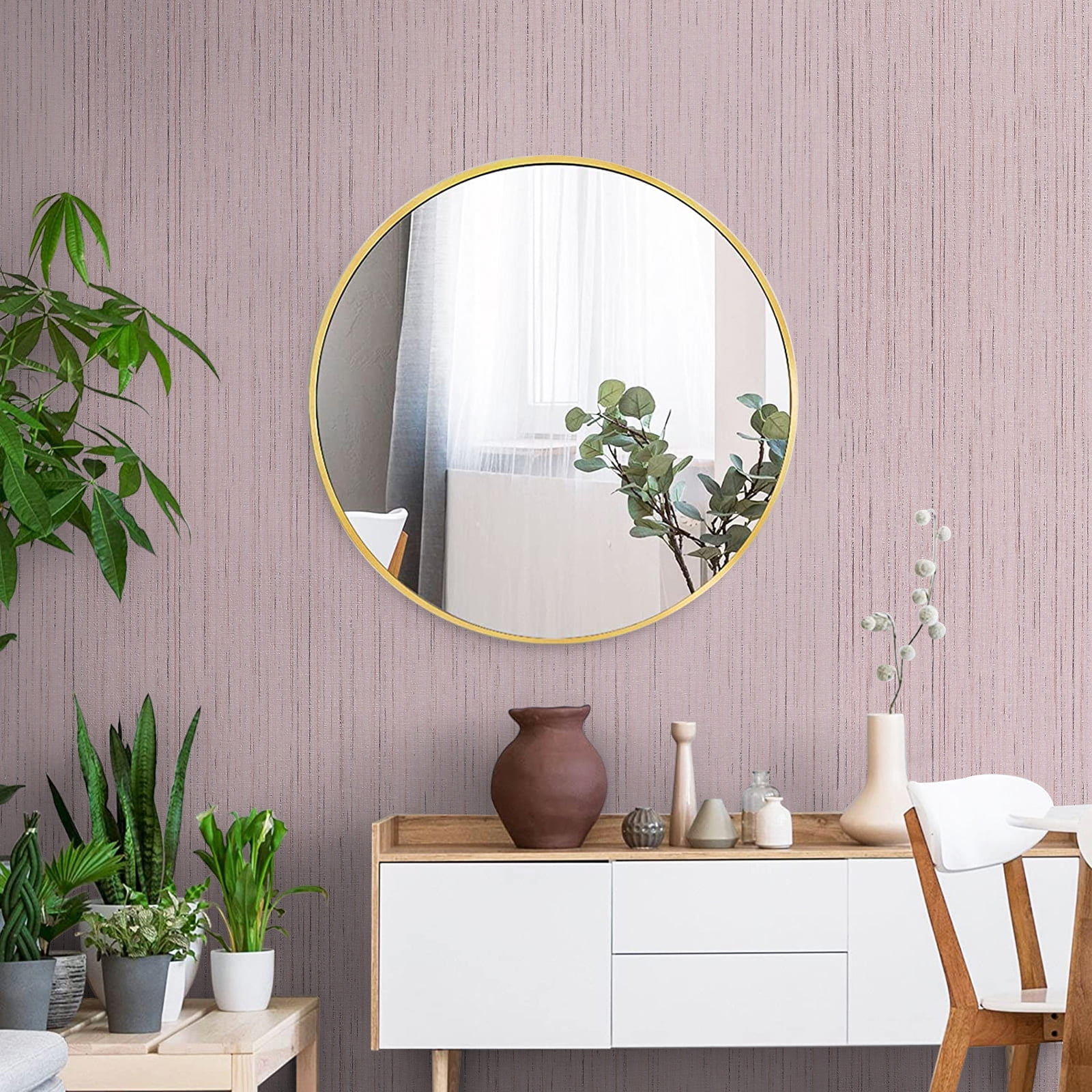 CHIHUT Peel and Stick Grasscloth Wallpaper, Textured Vinyl Self-Adhesive Wall Covering for Bedroom (Light Pink, 17.7 in x 100 in) lg4x3
