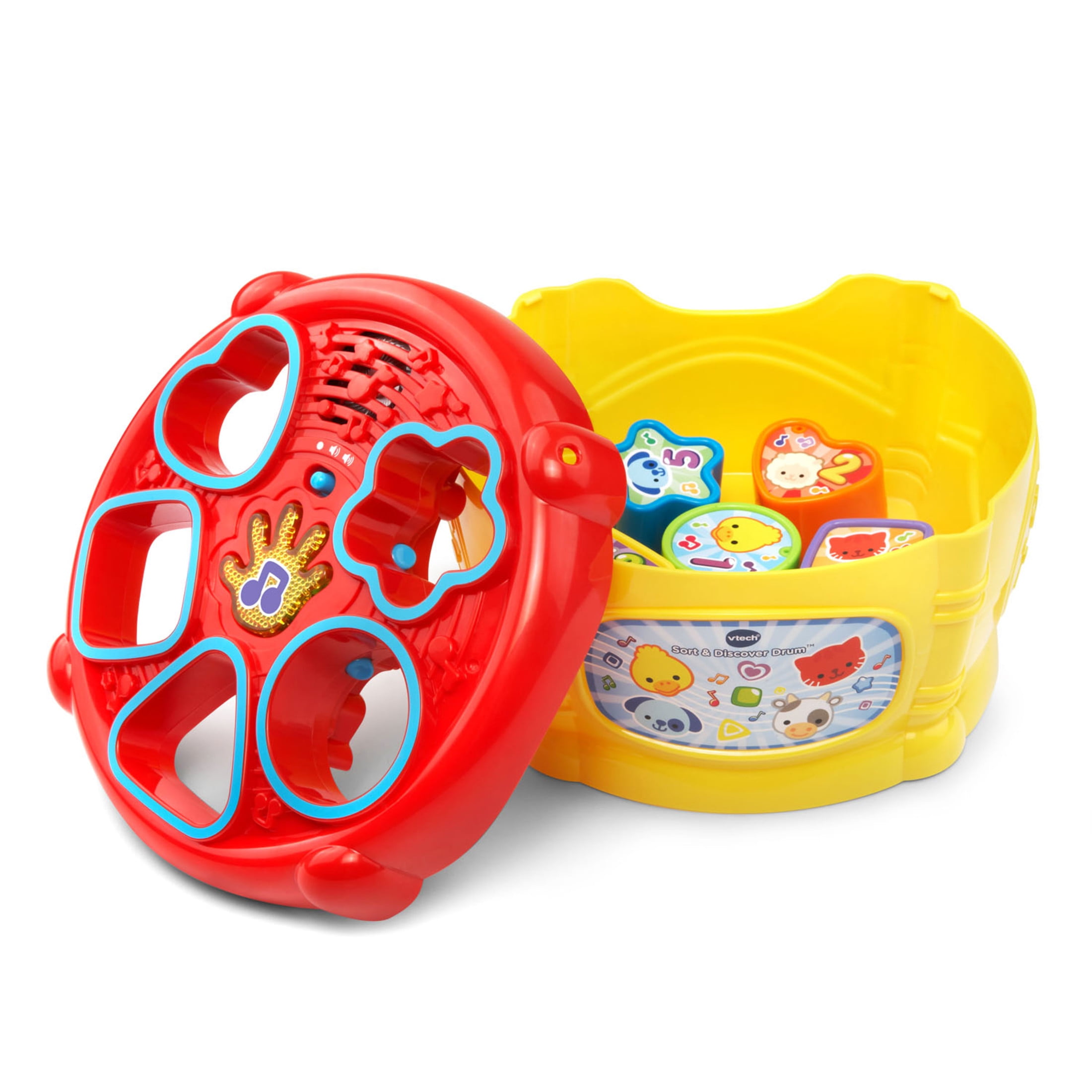VTech Sort & Discover Drum Interactive Learning Toy with Shape Sorter (6-36 Months) 2xjxa