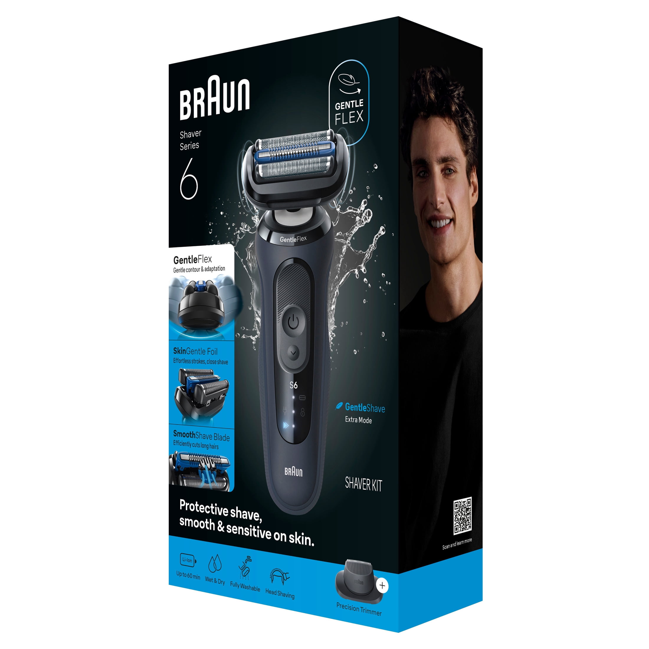 Braun Series 6 Electric Razor for Men, Precision Trimmer, Wet & Dry Shaver (Brown, 1 Count) 9h4vb
