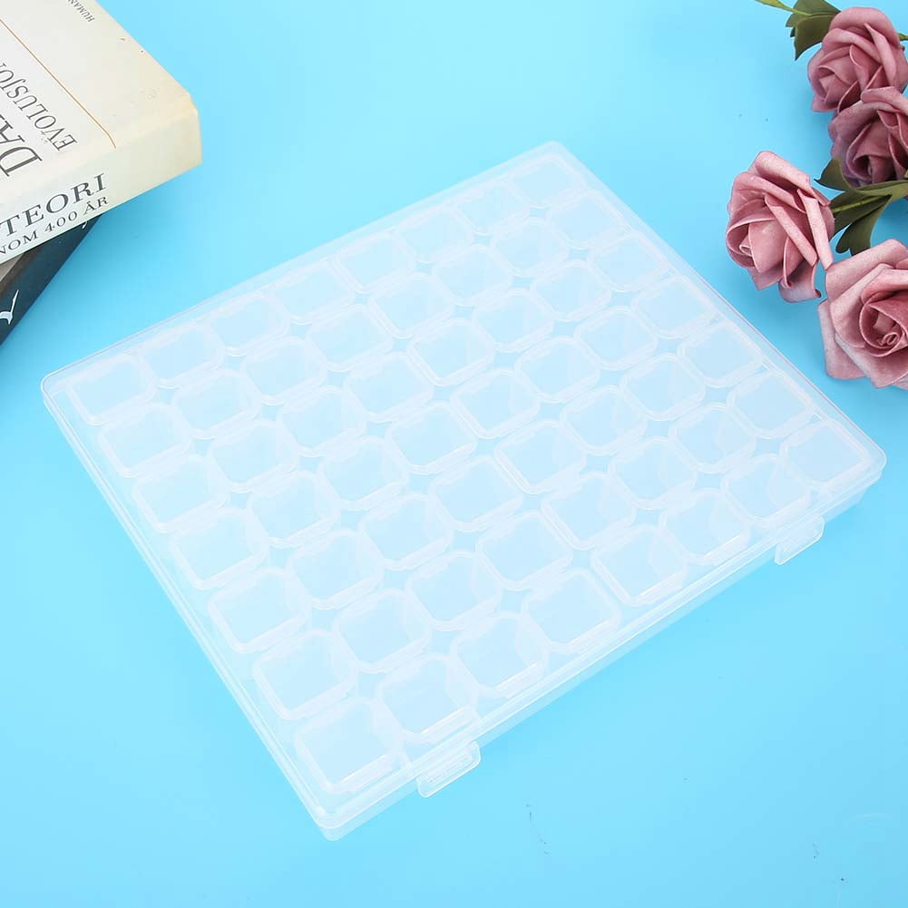 LIYJTK 56 Slot Diamond Painting Storage Container, Adjustable Plastic Bead Organizer for Nail Art and Craft Supplies (Clear, 56 Slots) ybaud