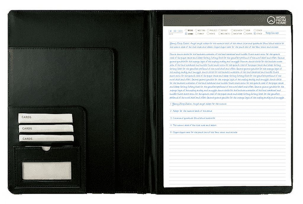 Work From Home Professional Padfolio with Writing Notebook (Black, 9.75 in x 12.25 in) 05uoe