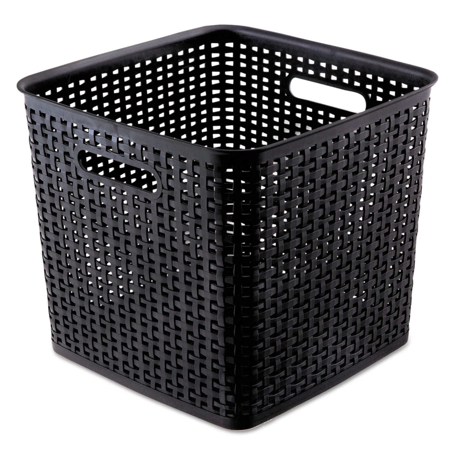 Advantus Corporation Plastic Weave Storage Bin (Black, 12.5 in x 12.5 in x 11.13 in, 2/pack) rggrb