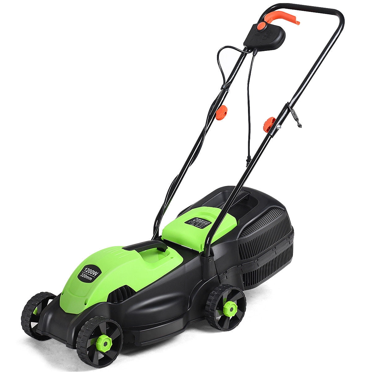 Costway 12 Amp Electric Corded Lawn Mower with Grass Catcher (Green, 14-inch Cutting Width) 3h3zk