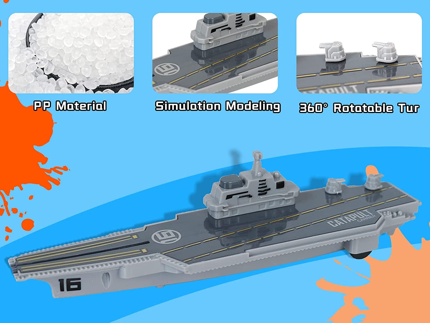 TYMZDYN Military Aircraft Carrier Playset with Fighter Jets and Battleships (9 Piece Set) 9rp12