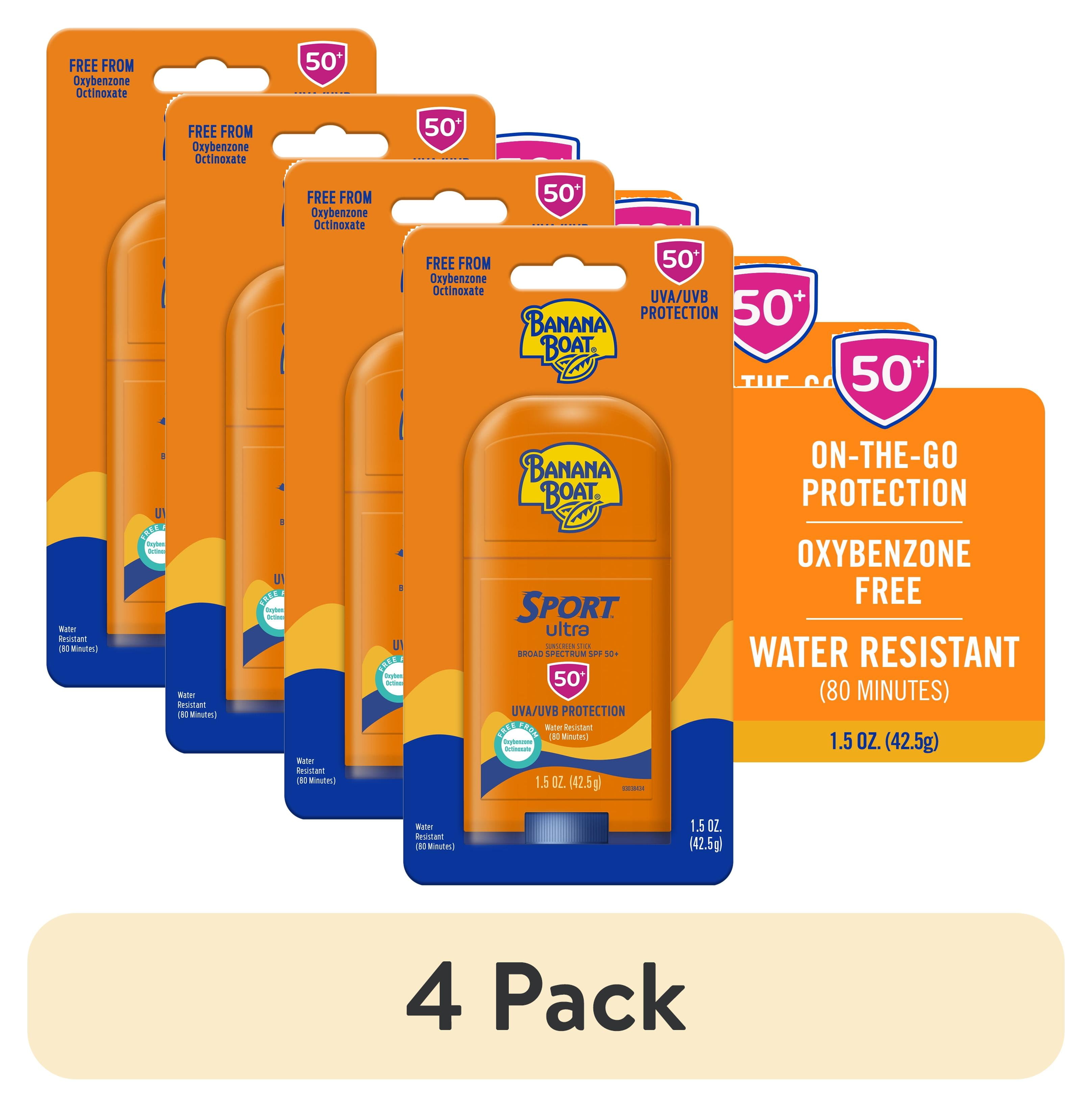 Banana Boat Sport Ultra Sunscreen Stick SPF 50 Broad Spectrum Protection (4 Pack, 1.5 oz) 8vnzf