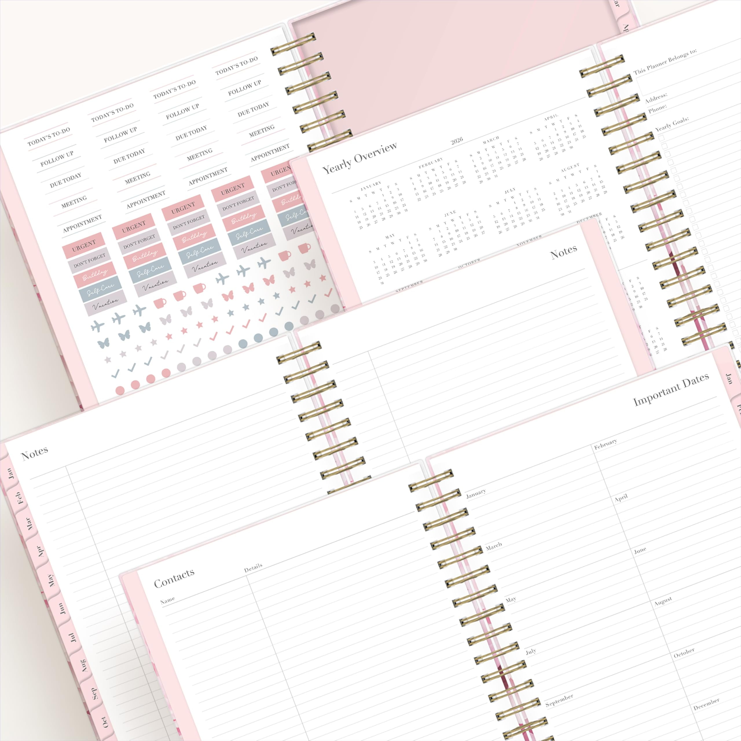 Blue Sky Rachel Parcell 2026 Daily and Monthly Planner, Hard Cover Organizer with Laminated Tabs and Stickers (Peony, 5 in x 8 in) jcfkd