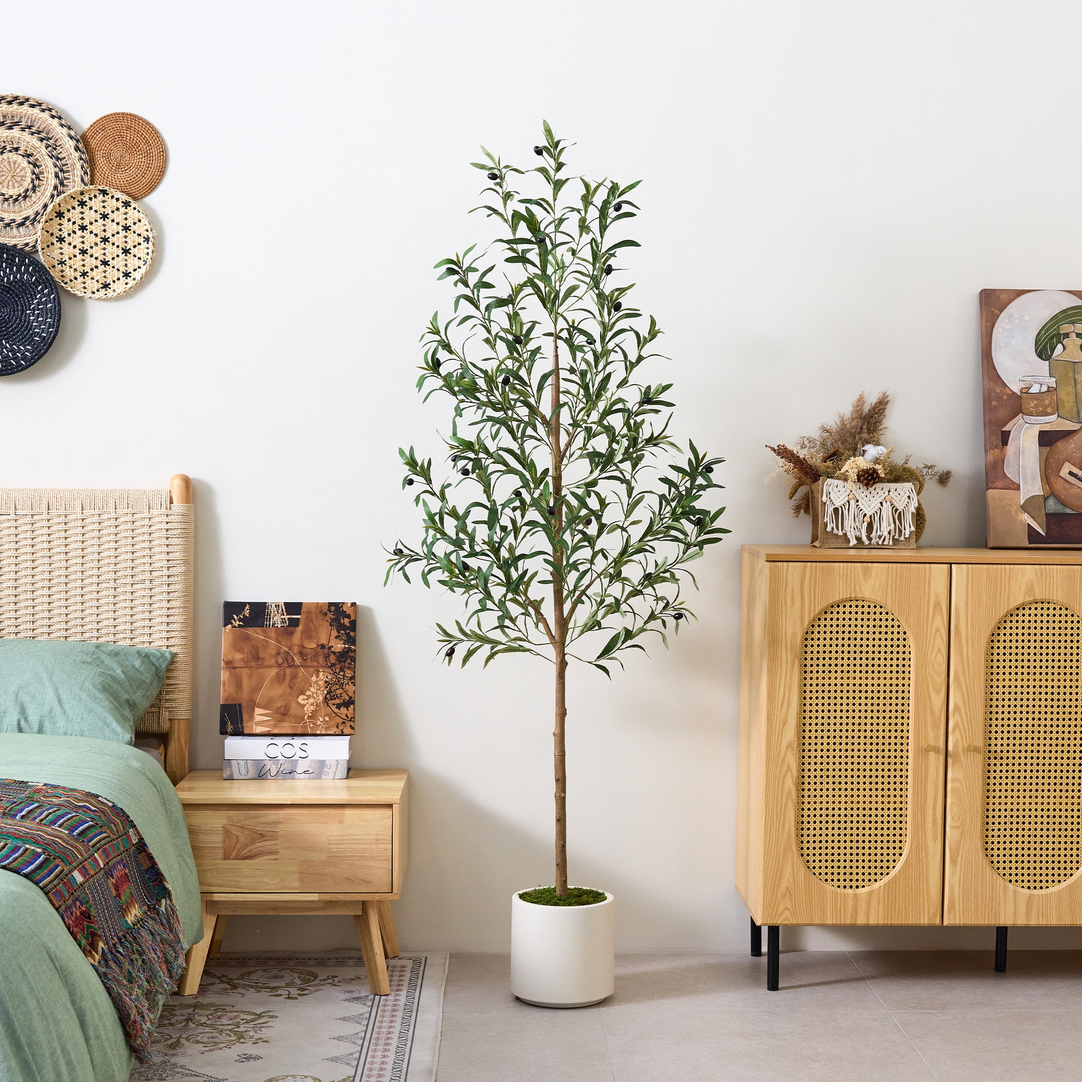DR.Planzen Artificial Olive Tree with Realistic Fruits and Planter (Green, 6 ft) 2nhck