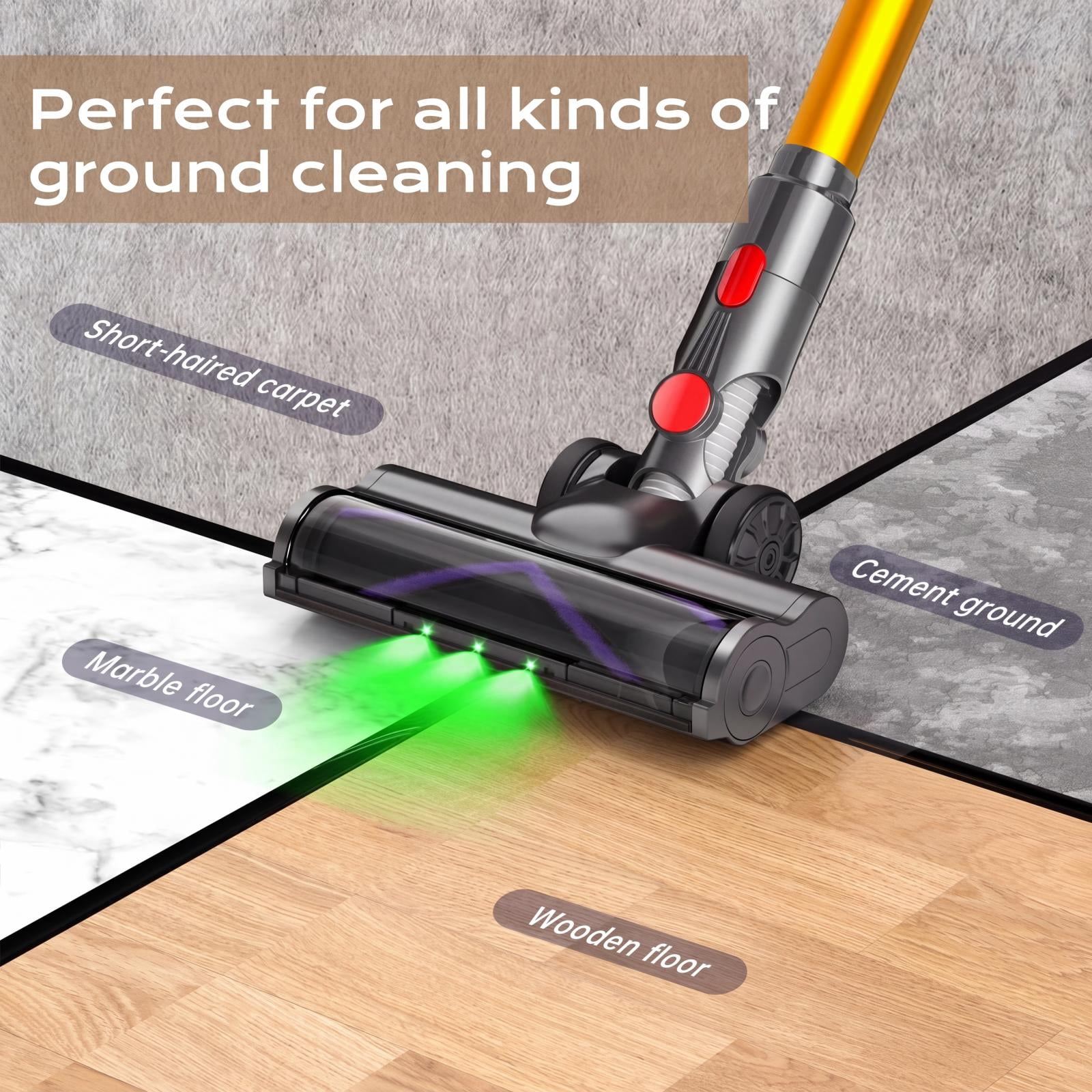 ARTSEA Cordless Stick Vacuum Cleaner, Powerful 40Kpa Suction for Pet Hair and Hardwood Floors (Gold, 3 lb) ez5zv