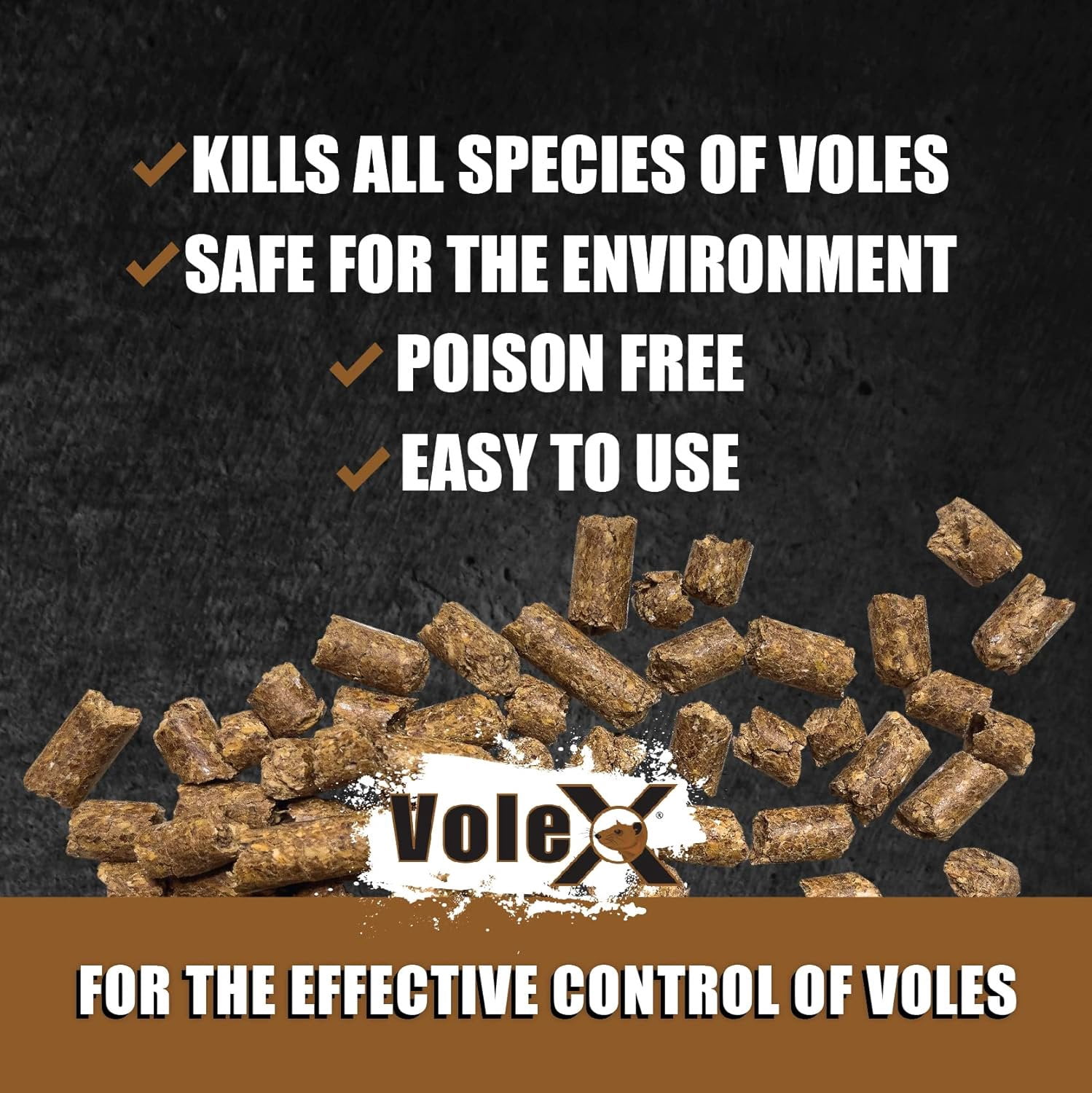VoleX Vole Killer and Repellent Bait Pellets (Natural Mechanical Action, 8 oz) rzv69