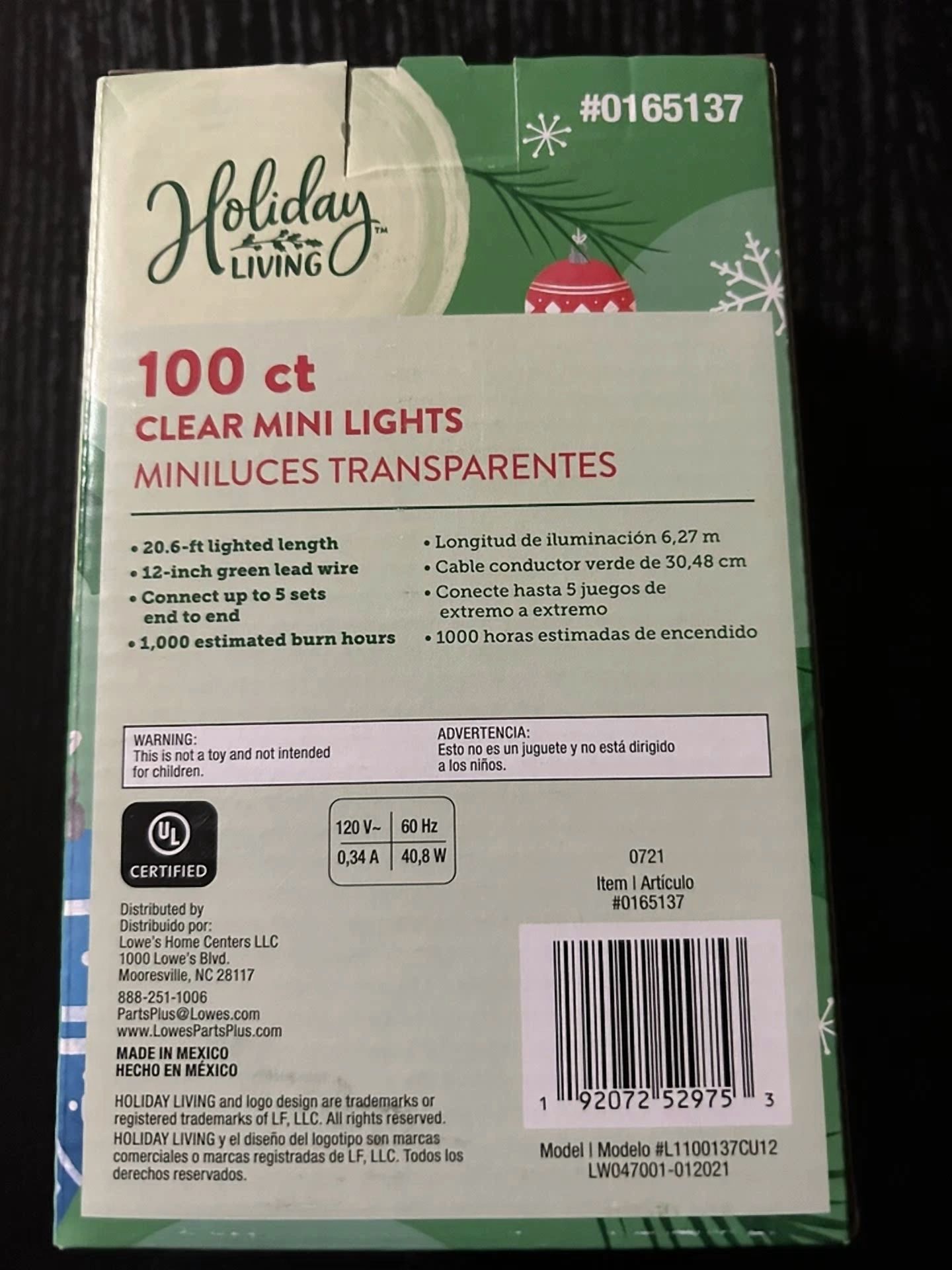 VAULT 100 Count Mini String Lights for Christmas Tree and Outdoor Decor (Clear, Green Wire) plrbr