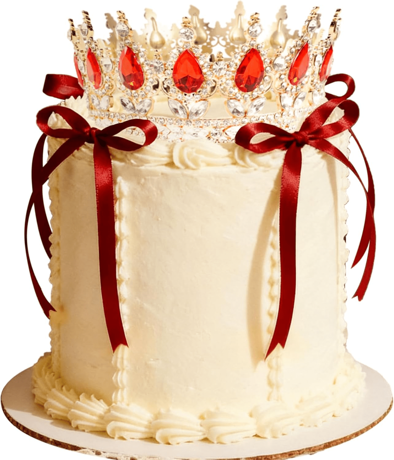 BACH AND BOUJEE Crown Cake Topper Set for Birthday Wedding Party (Red, 19-Piece) m0xhw