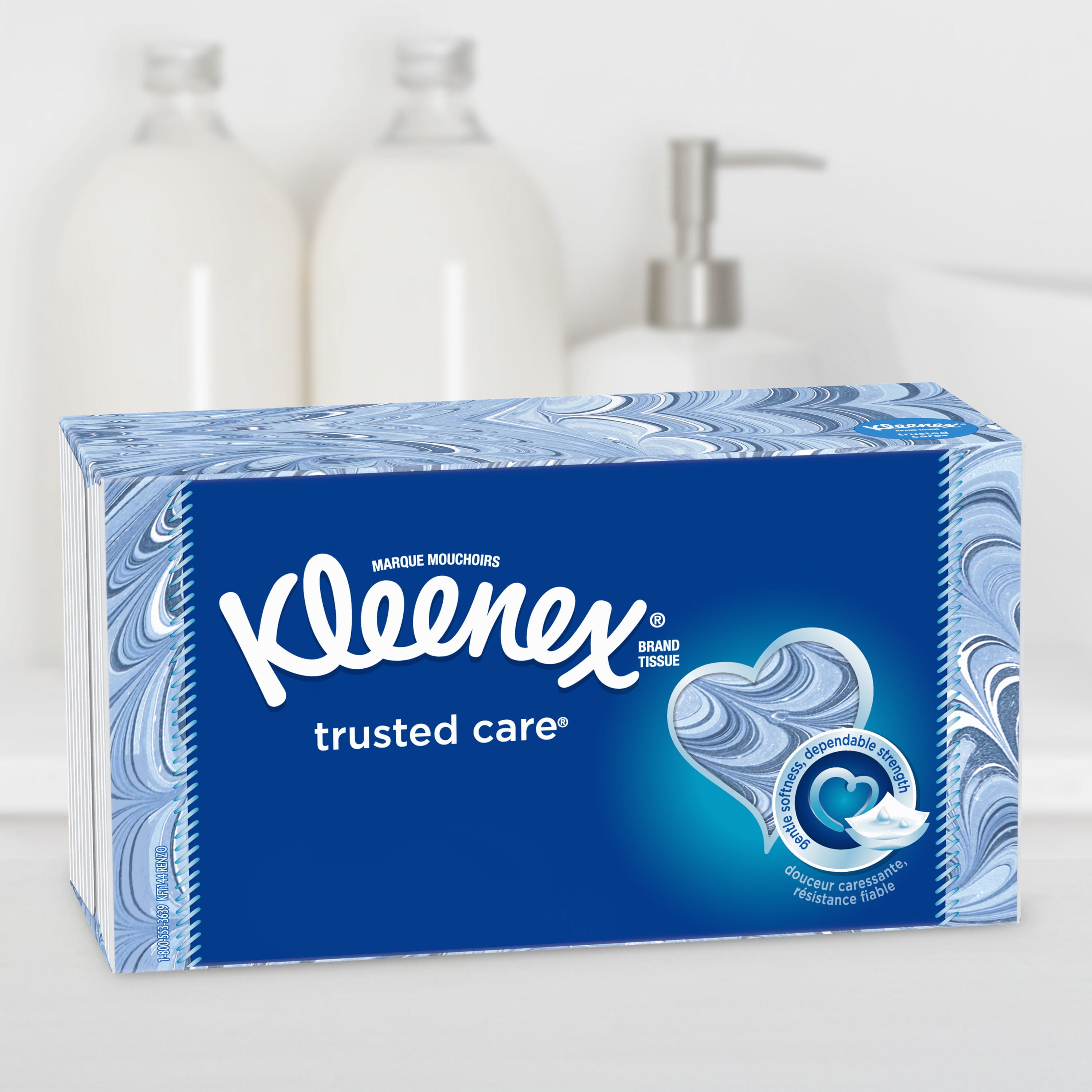 Kleenex Trusted Care Everyday Facial Tissues, 2-Ply Soft & Absorbent Paper Tissues (White, 6 Flat Boxes, 864 Total Tissues) 33nbe