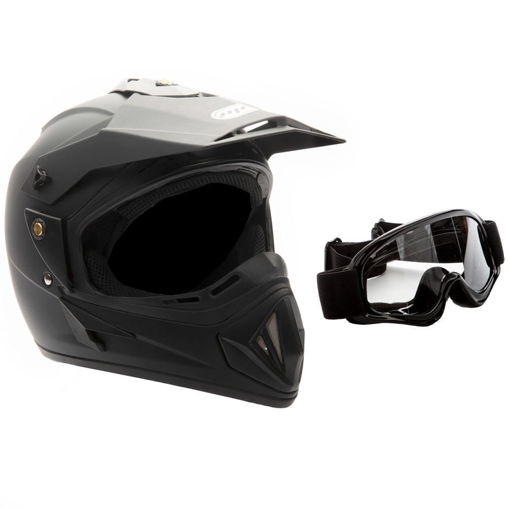 MMG Off-Road Motocross Helmet with Goggles (Matte Black, Large) h14x0