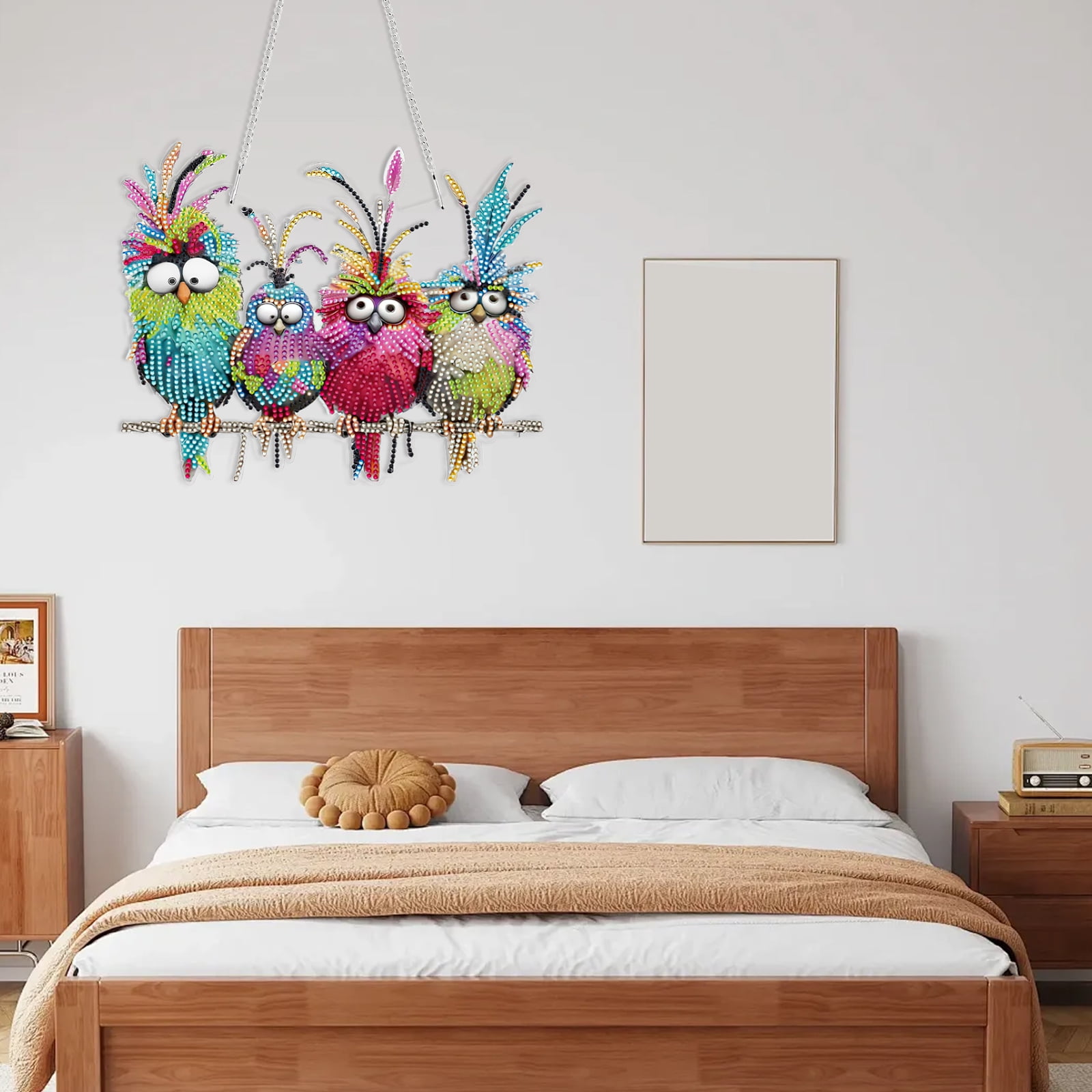 Wekvgz 5D Diamond Painting Ornament Kit, Double Sided Bird Craft Set for Home Decor (Multicolor, 1 Pack) qi3bw