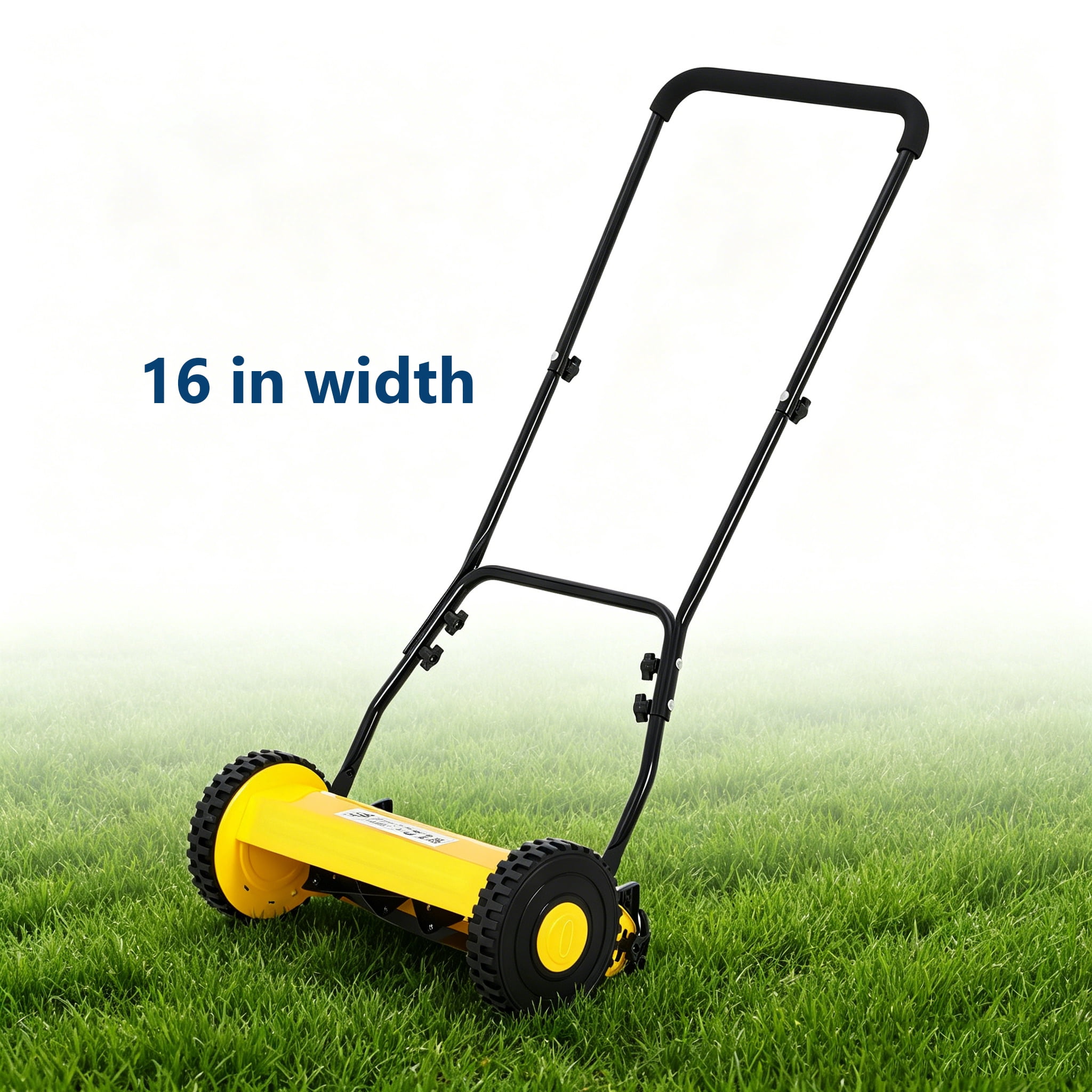 GIMMYFIVE Manual Reel Lawn Mower, 5-Blade Push Mower with Adjustable Cutting Height (16 in) jnfci