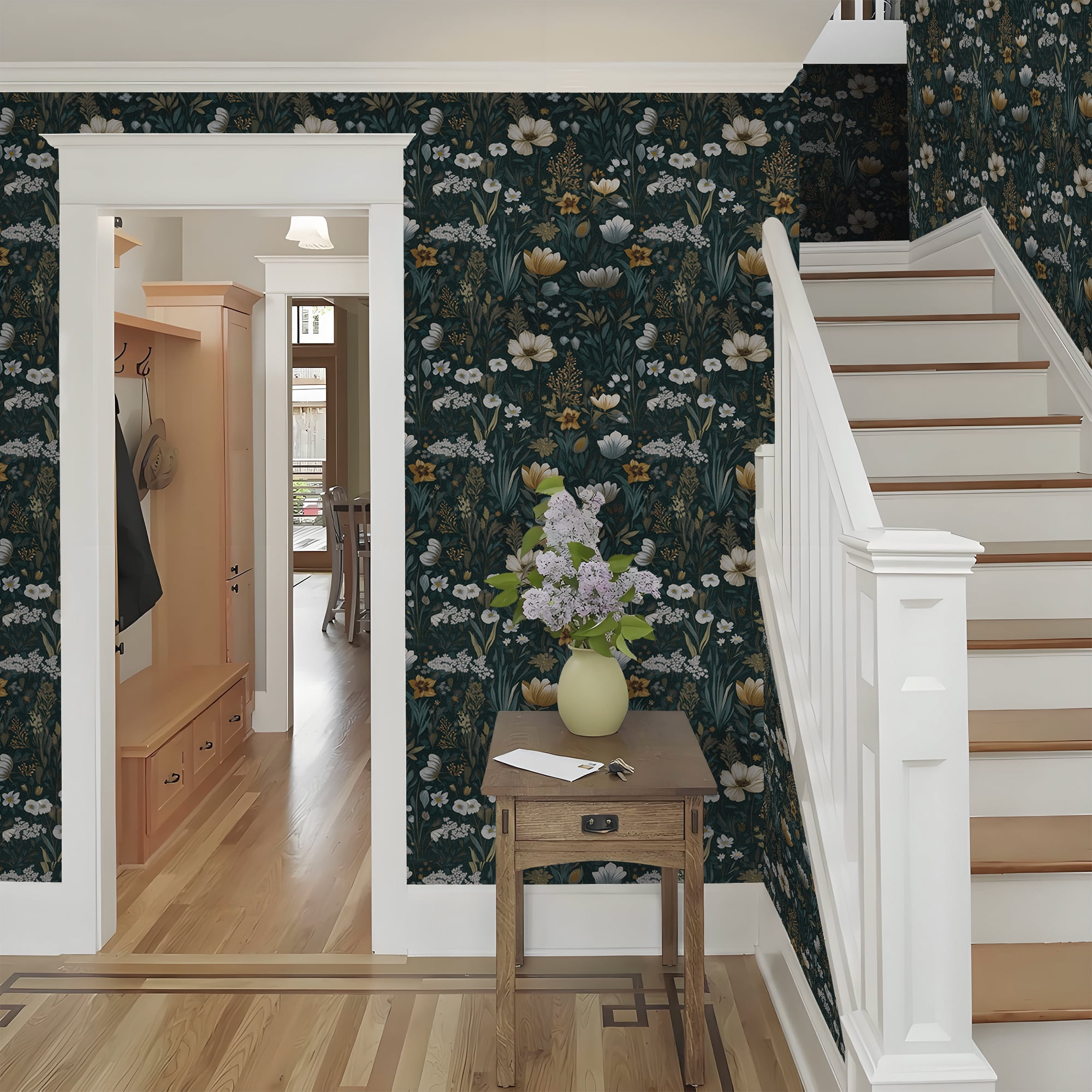 Abyssaly Floral Peel and Stick Wallpaper, Vintage Vinyl Contact Paper for Home Decor (Floral, 17.3 in x 393.7 in) 6099a