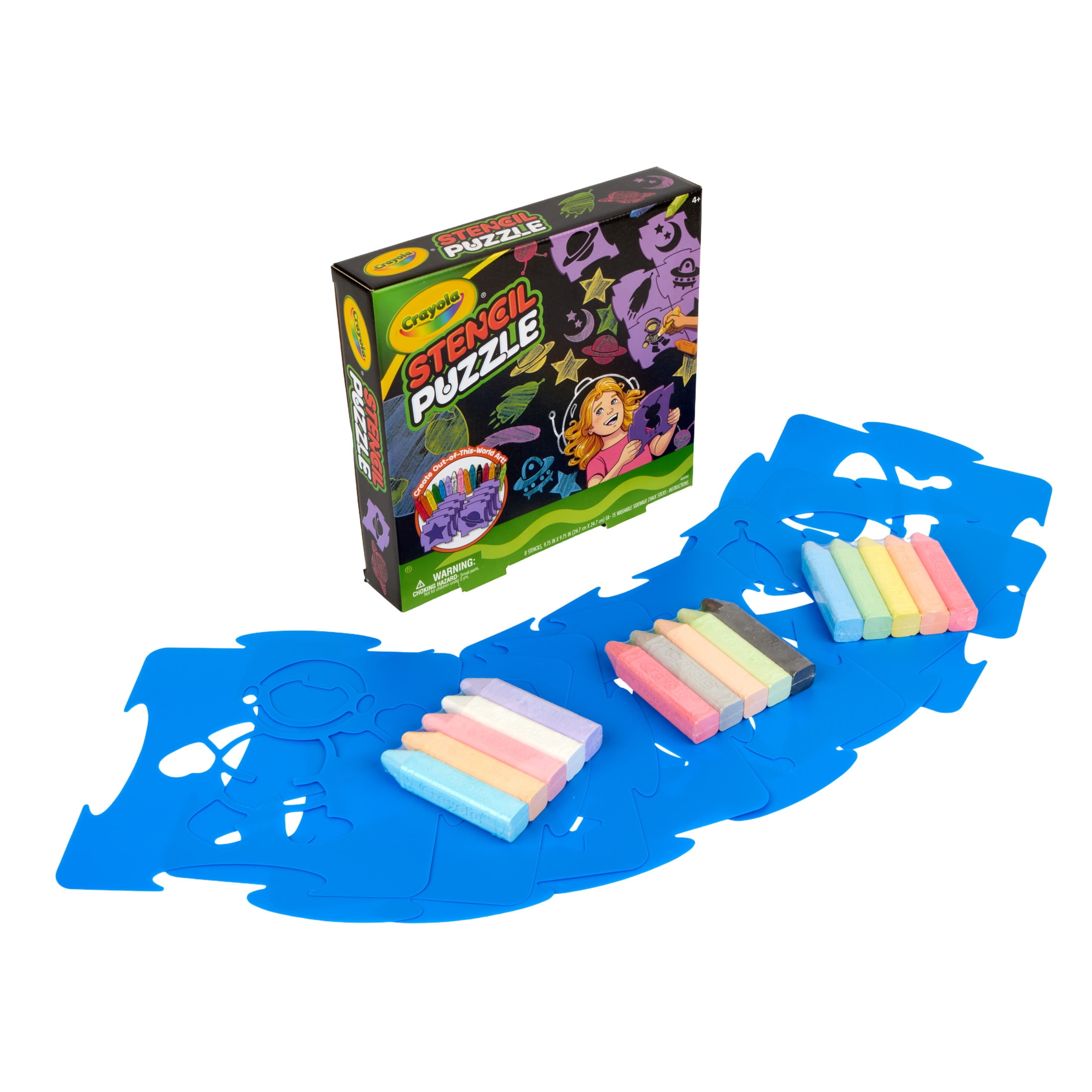 Crayola Sidewalk Chalk Stencils and Washable Chalk Sticks Set (8 Stencils, 15 Sticks) itlhz