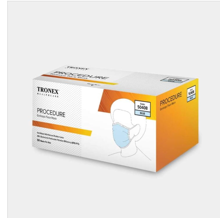Tronex 3-Ply Disposable Face Masks with Earloops (Blue, 50 Count) 44xg4