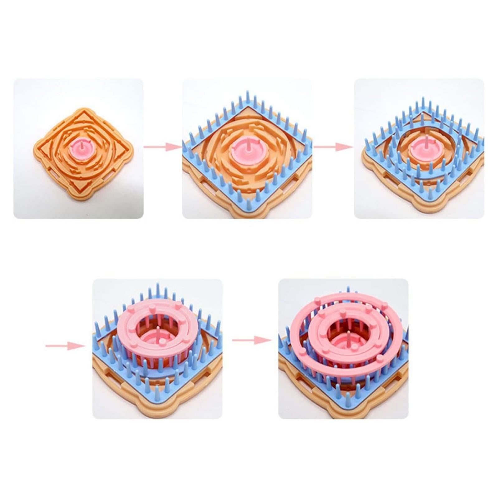 UYUH Flower Knitting Loom Kit for Beginners, Portable Craft Tool for Round and Square Flower Weaving (Pink, 1 Set) jrumb