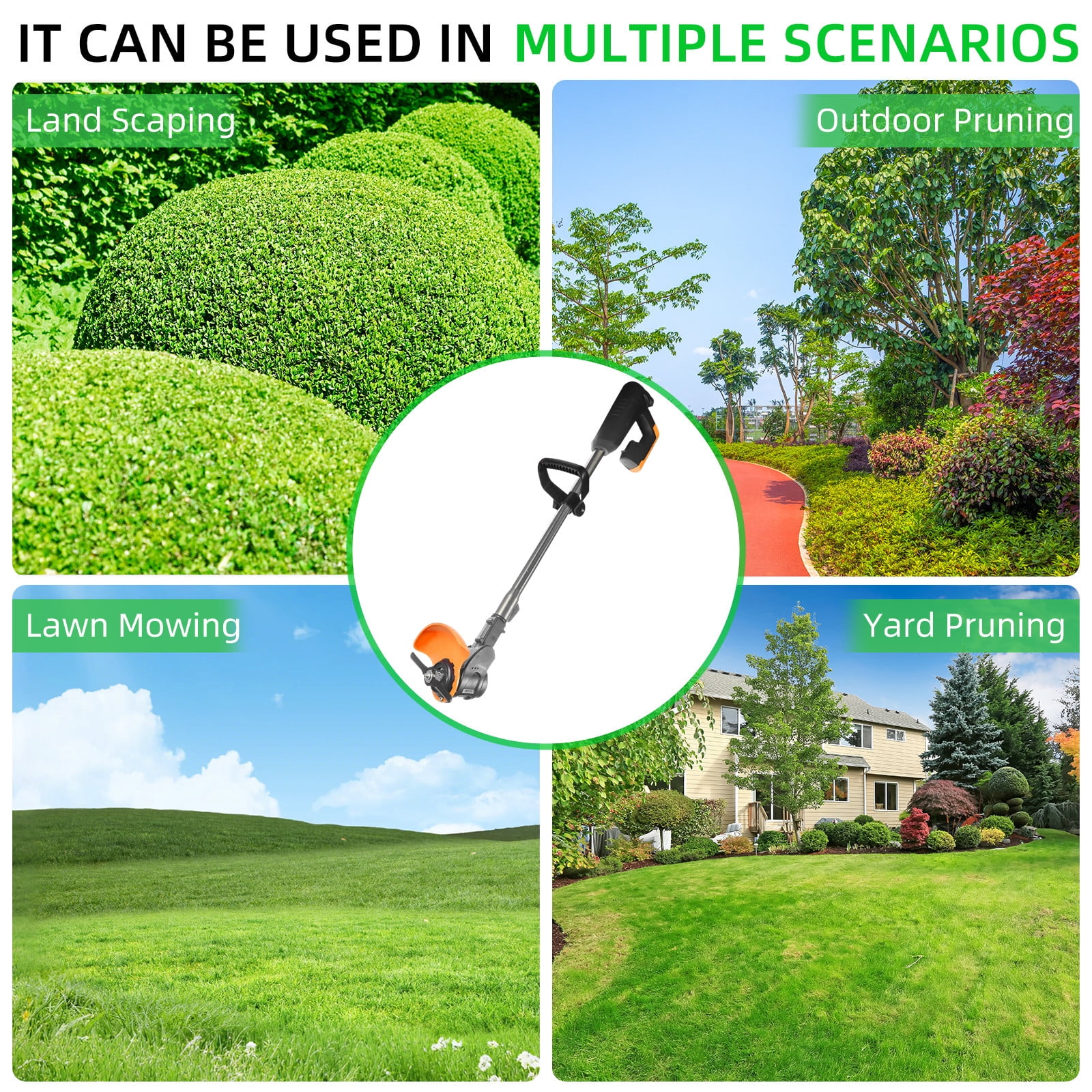 Paddsun Cordless Grass Trimmer Electric Weed Wacker with 2 Batteries and Charger (Black, 11.8 in) 1otj0