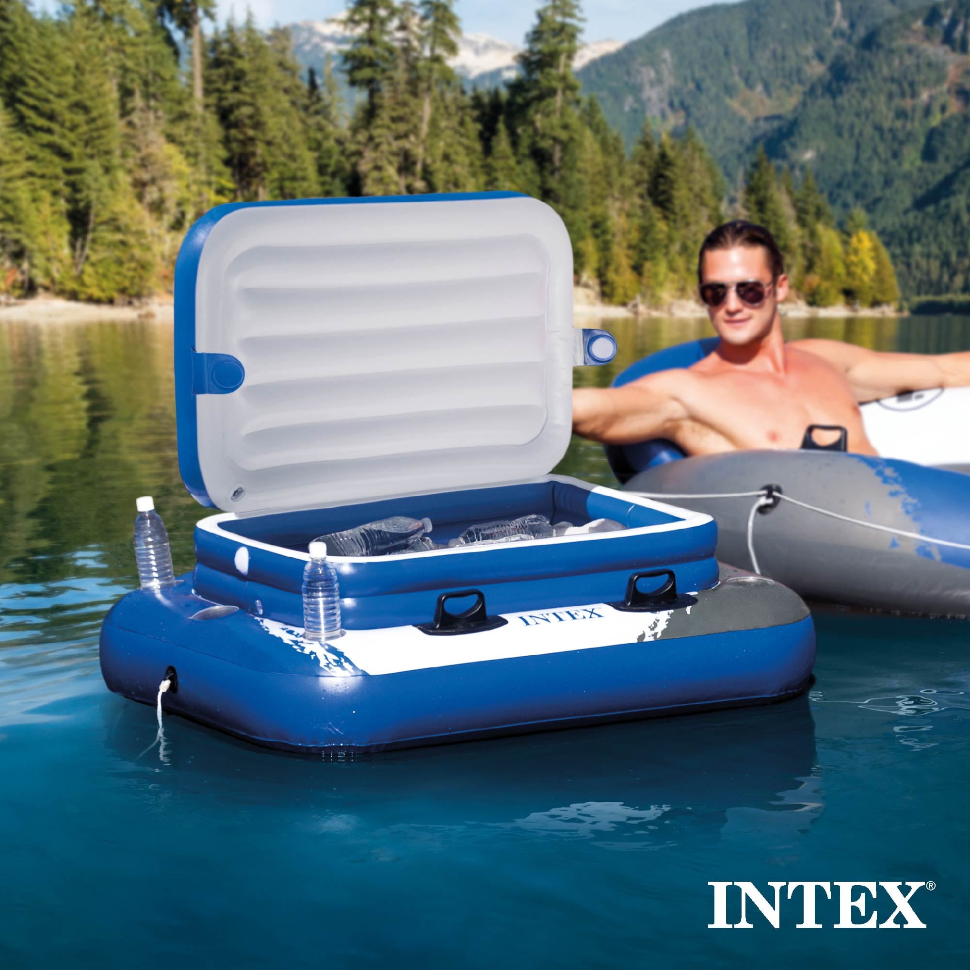 Intex Ultra XTR Above Ground Swimming Pool Set with Floating Recliners and Inflatable Cooler (24 ft x 52 in) ndoyy