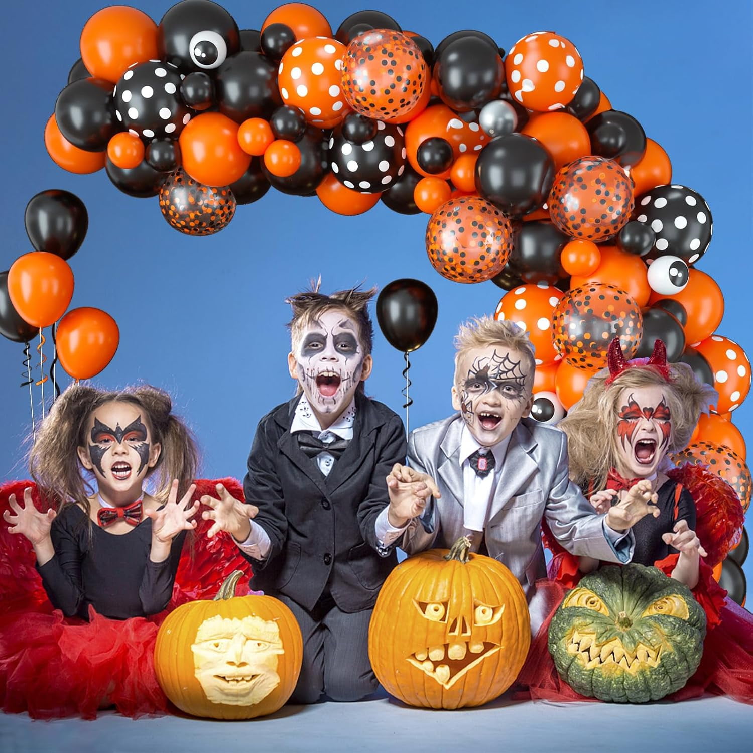 XIHAMA Halloween Balloon Garland Arch Kit, Spooky Party Decorations with Spider Foil Balloons (Black and Orange, 88-Piece Set) qbxt3