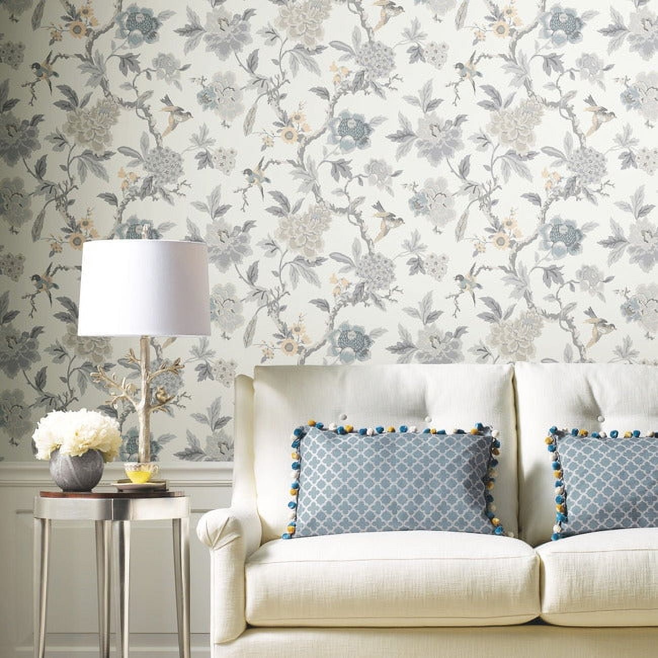 RoomMates Waverly Candid Moments Peel and Stick Wallpaper (Red, 18 in x 18.86 ft) dgpmx
