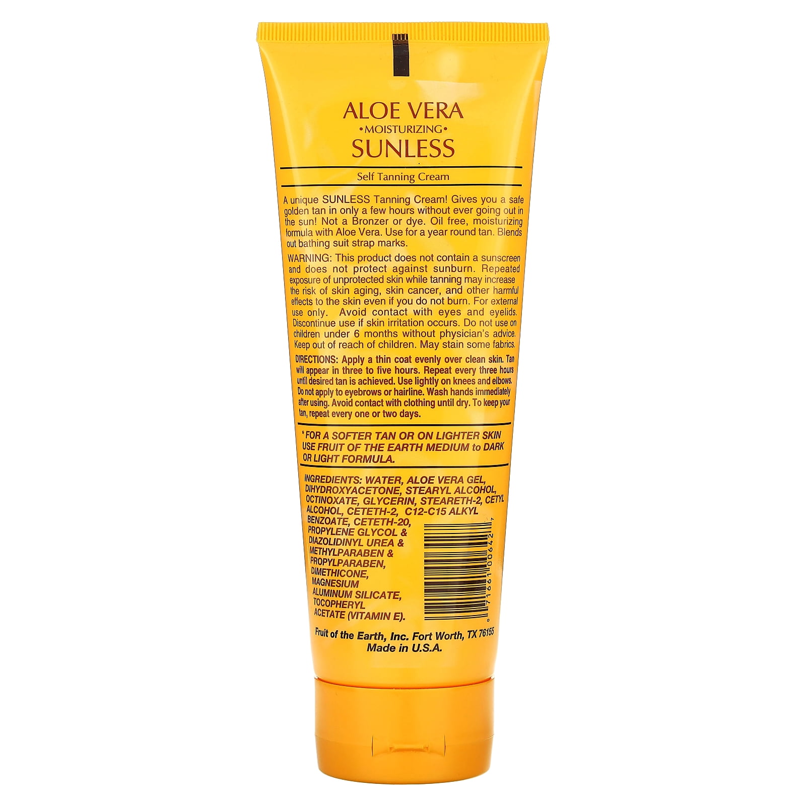 Fruit of the Earth Aloe Vera Sunless Self Tanning Cream (Deep Dark, 8 fl oz) 5ojz6
