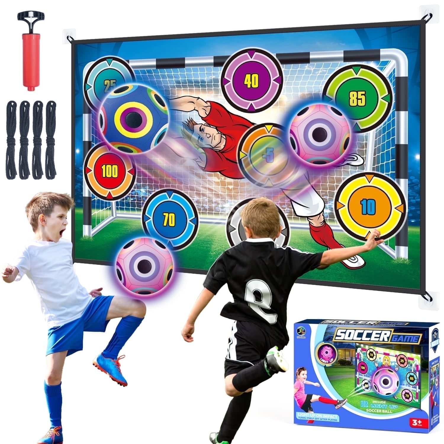 UUSUOO Soccer Toss Game Set for Kids, Indoor and Outdoor Interactive Sports Activity with 2 Balls and 1 Flannel Target (One Size) ogwms