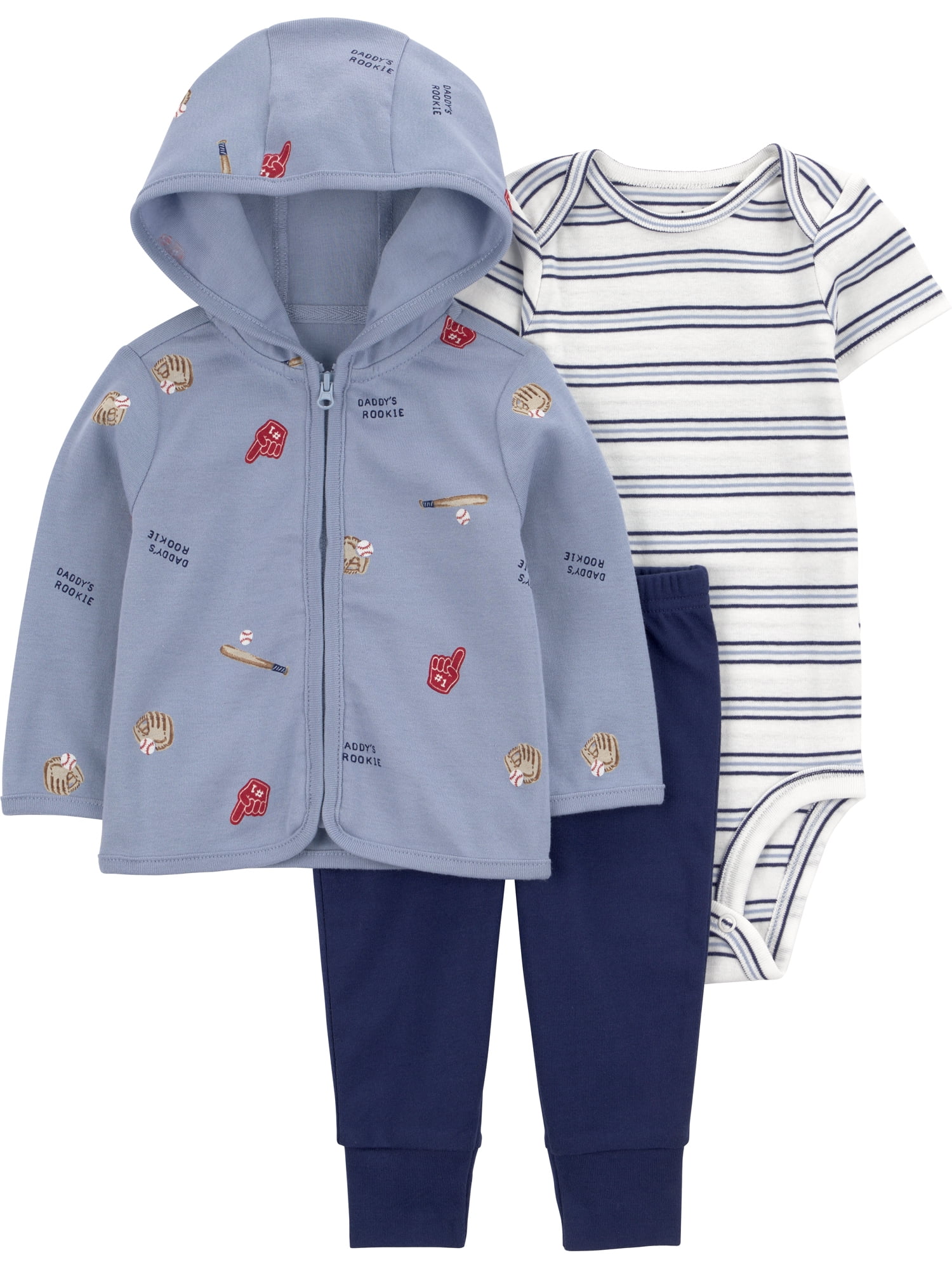 Carter's Child of Mine Baby Boy Cardigan Outfit Set (Blue, 3-Piece) arg2w