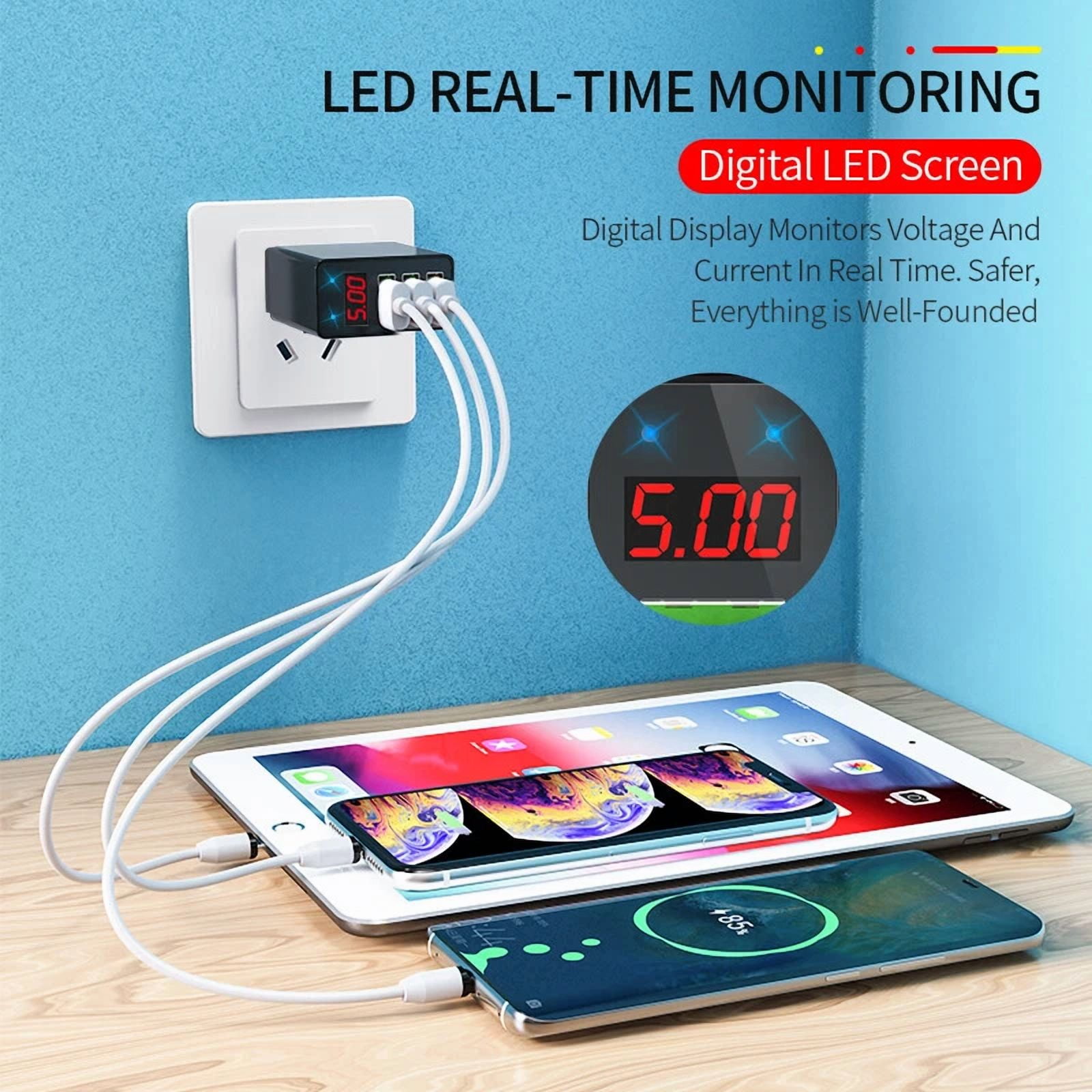 Rhea 3-Port USB Wall Charger Adapter Quick Charge 3.0 Fast Charging Power Block (2 Pack) piv4h