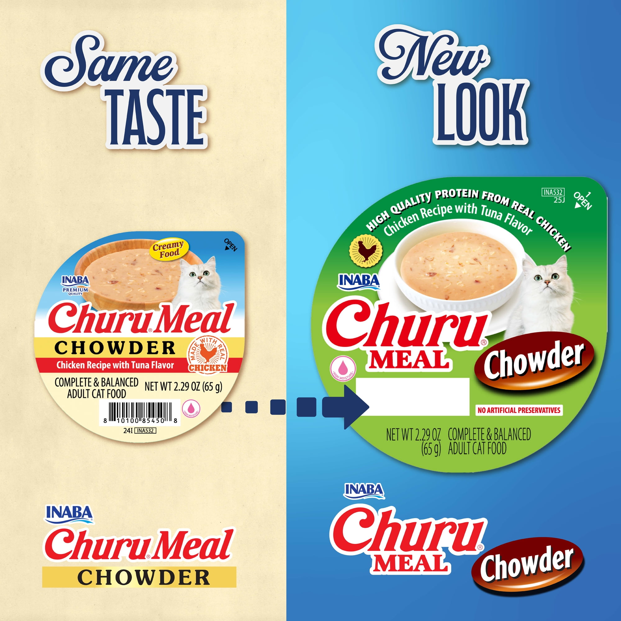 Inaba Churu Meal Chowder Adult Wet Cat Food, Chicken Recipe with Tuna Flavor (2.29 oz) qev62