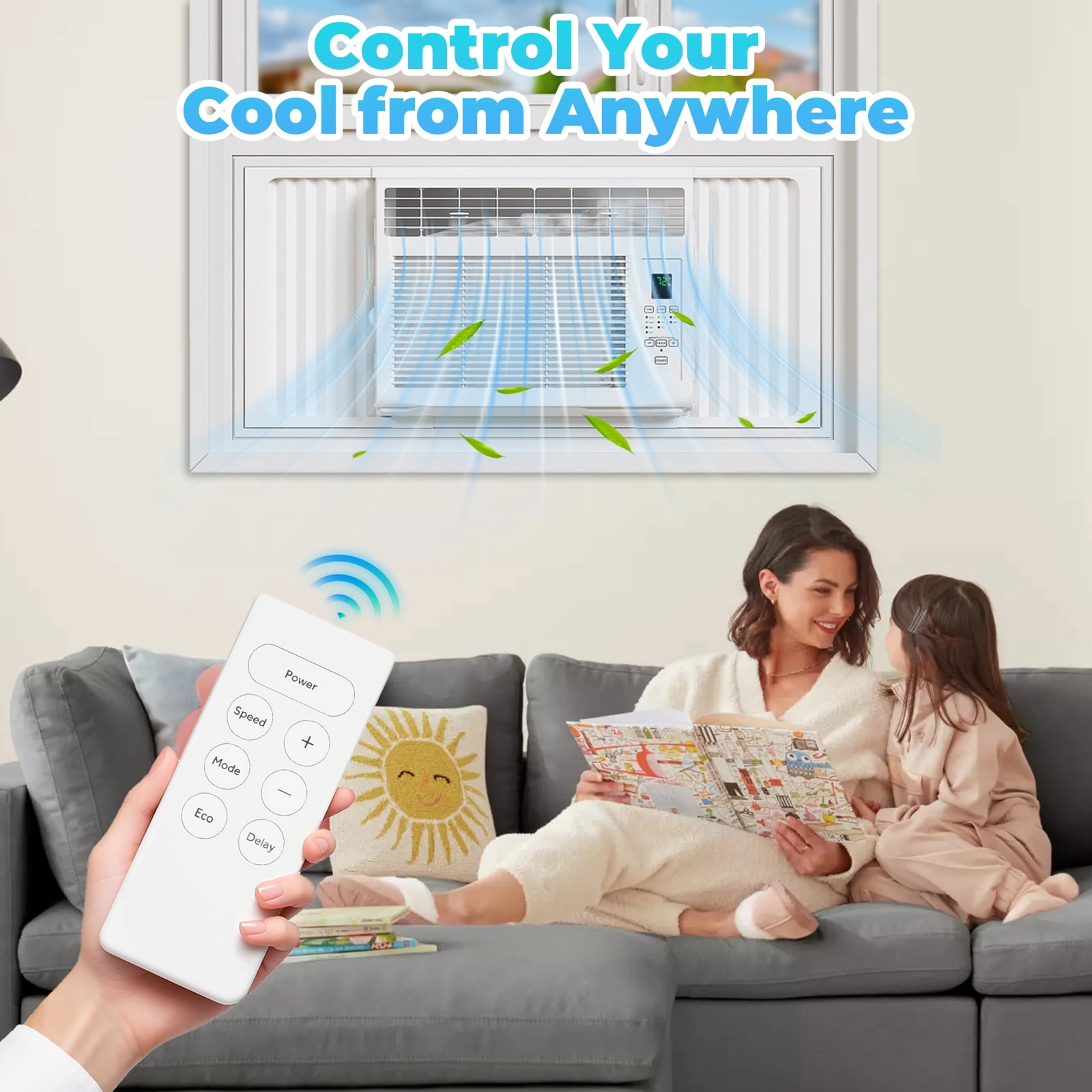 Ktaxon 6000 BTU Window Air Conditioner, 3-in-1 Cooling Fan and Dehumidifier with Remote Control (White, 250 Sq. Ft. Coverage) a28tg