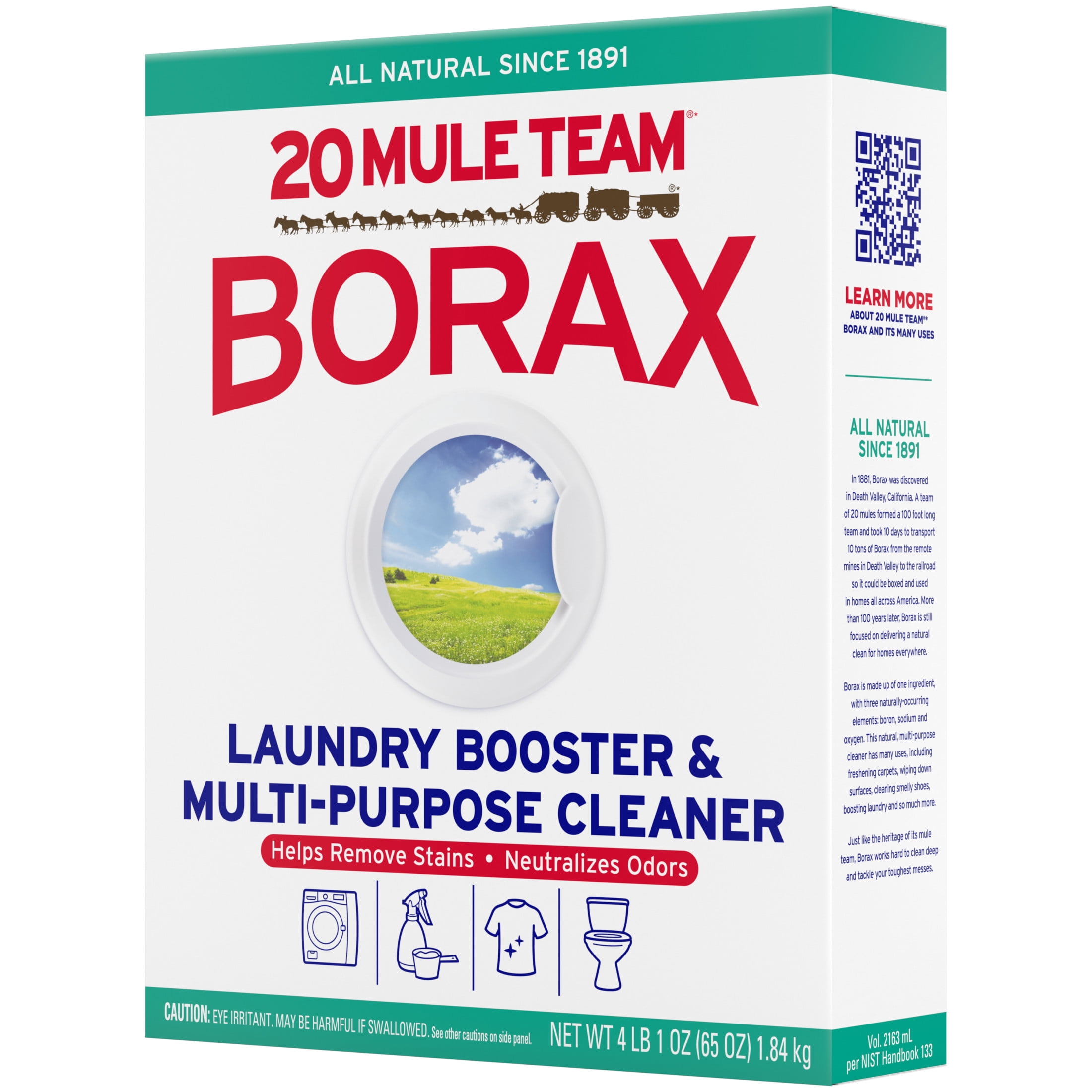 20 Mule Team Borax All Natural Laundry Booster and Multi-Purpose Household Cleaner (65 oz) 19mou