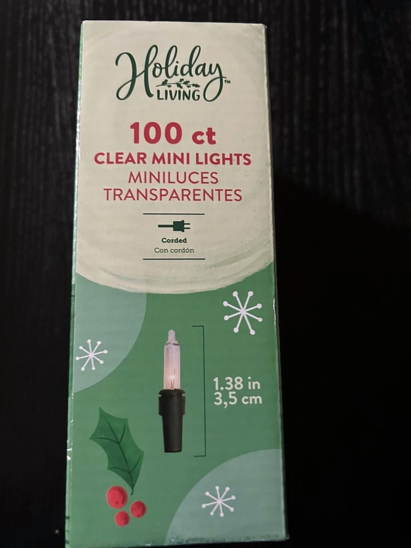 VAULT 100 Count Mini String Lights for Christmas Tree and Outdoor Decor (Clear, Green Wire) plrbr