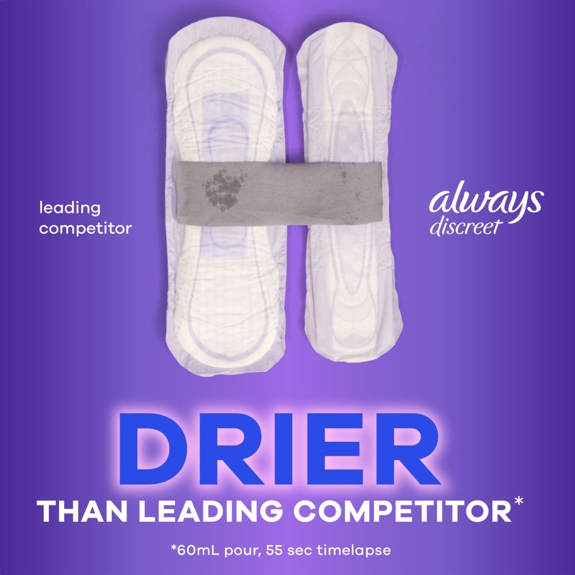 Always Discreet Incontinence Pads for Women, Heavy Absorbency, Long Length, Postpartum Protection (39 Count) 02xd4